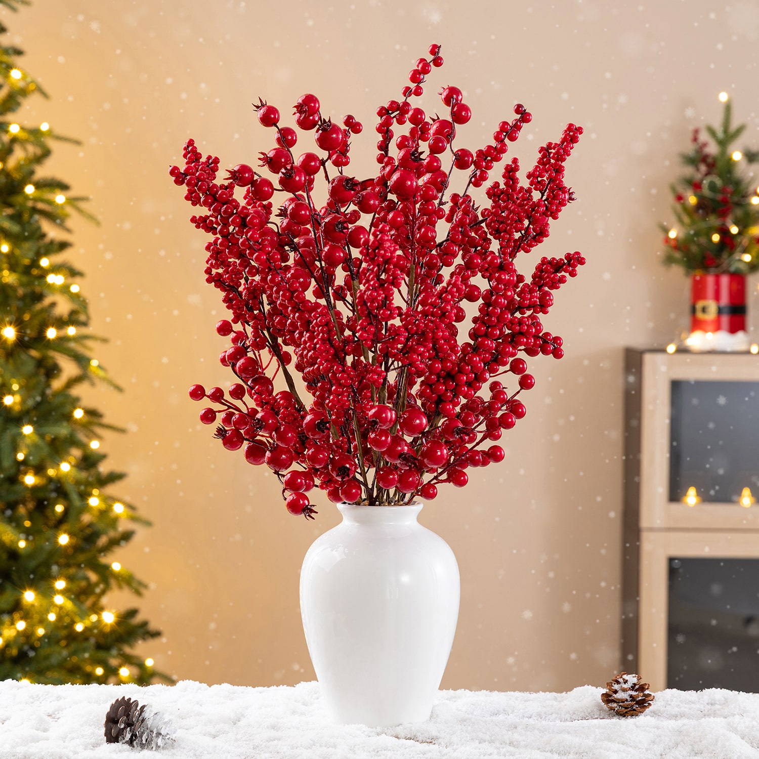 Glitzhome 24" Berry Vase Floral Arrangement