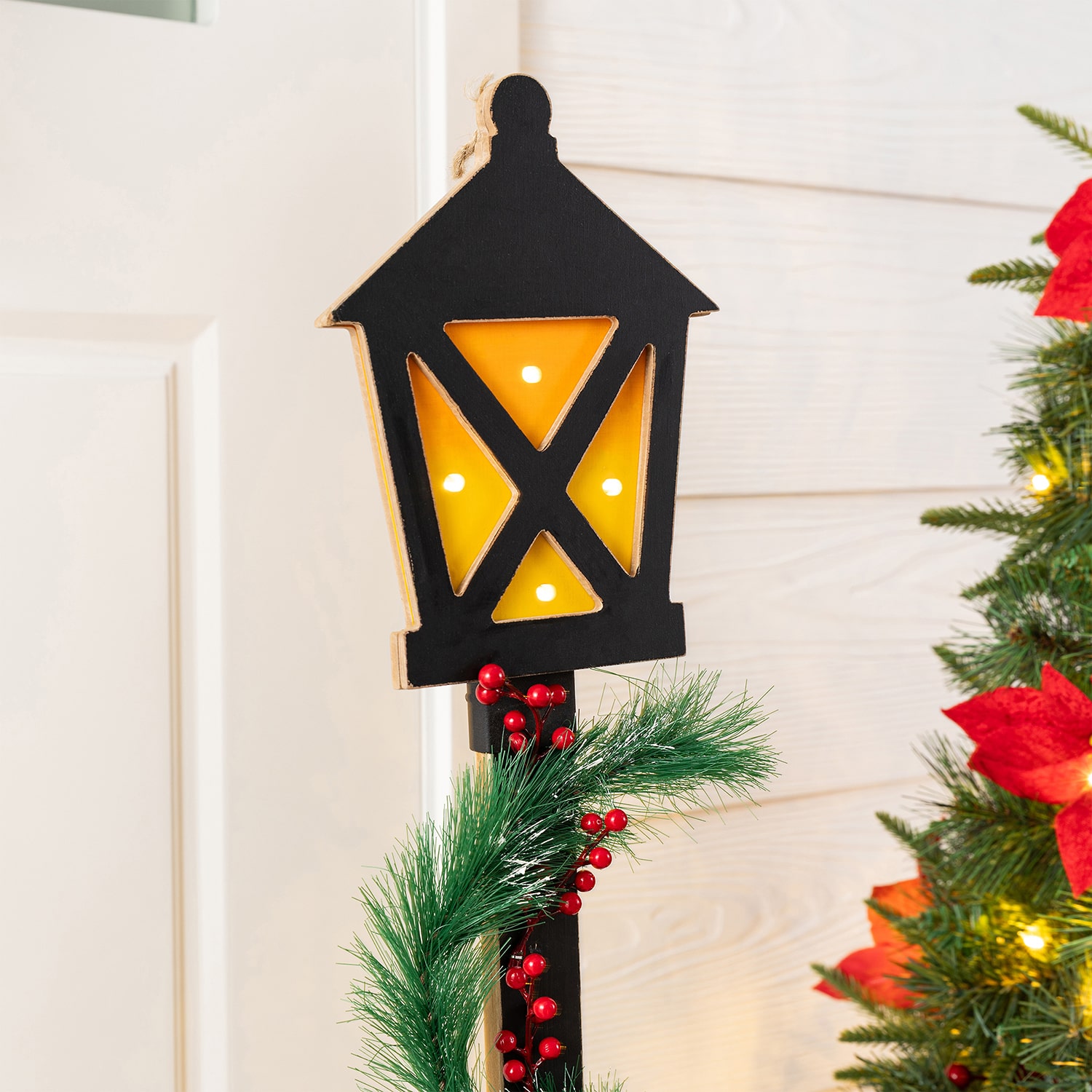 Glitzhome 37" Lighted  Wood Snowman Christmas Porch Sign