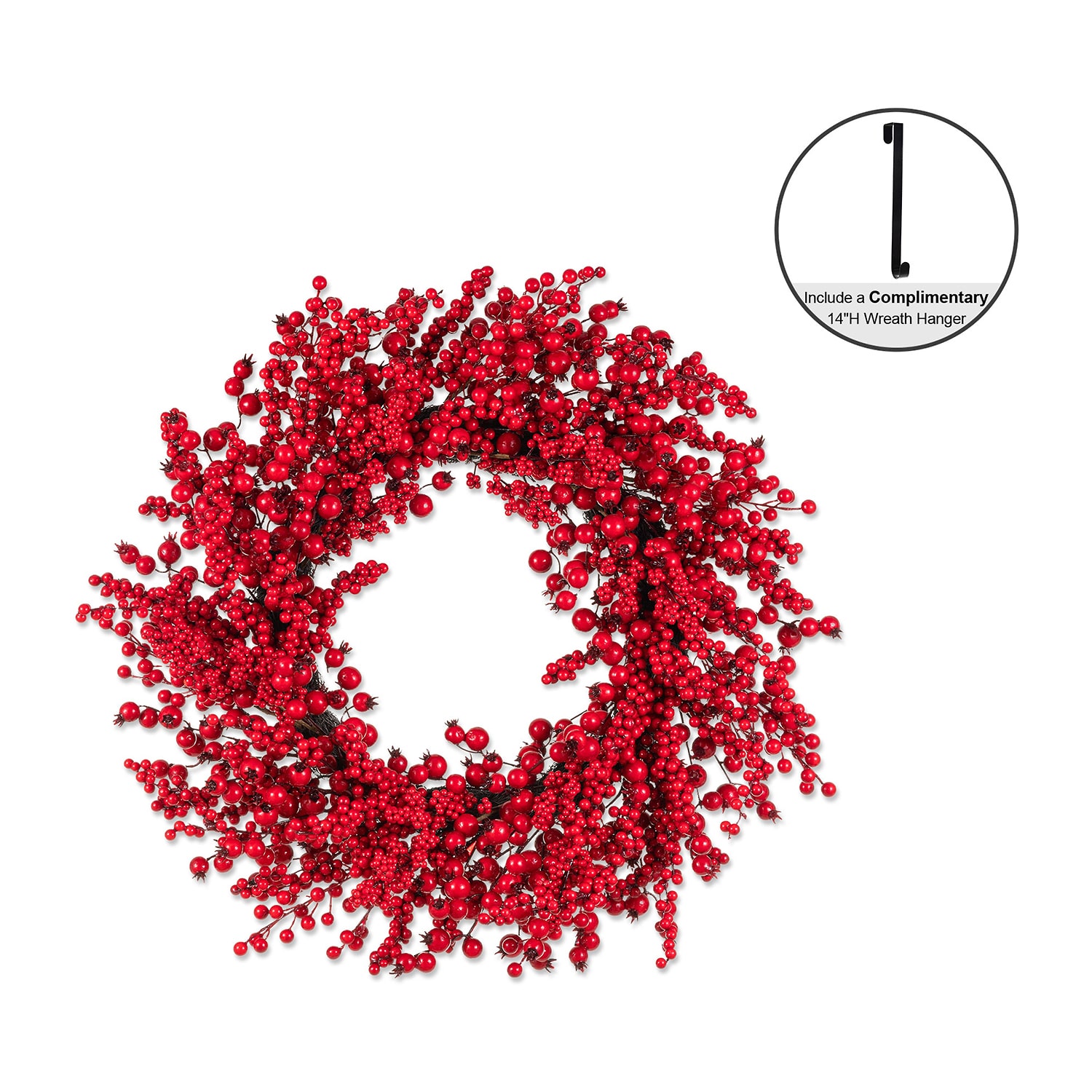 Glitzhome 28" Full Berry Floral Arrangement