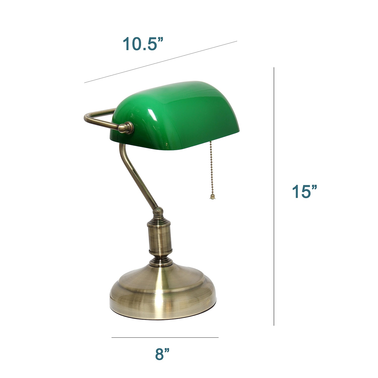 JAC Styles Roosevelt 15" Executive Glass Table Lamp