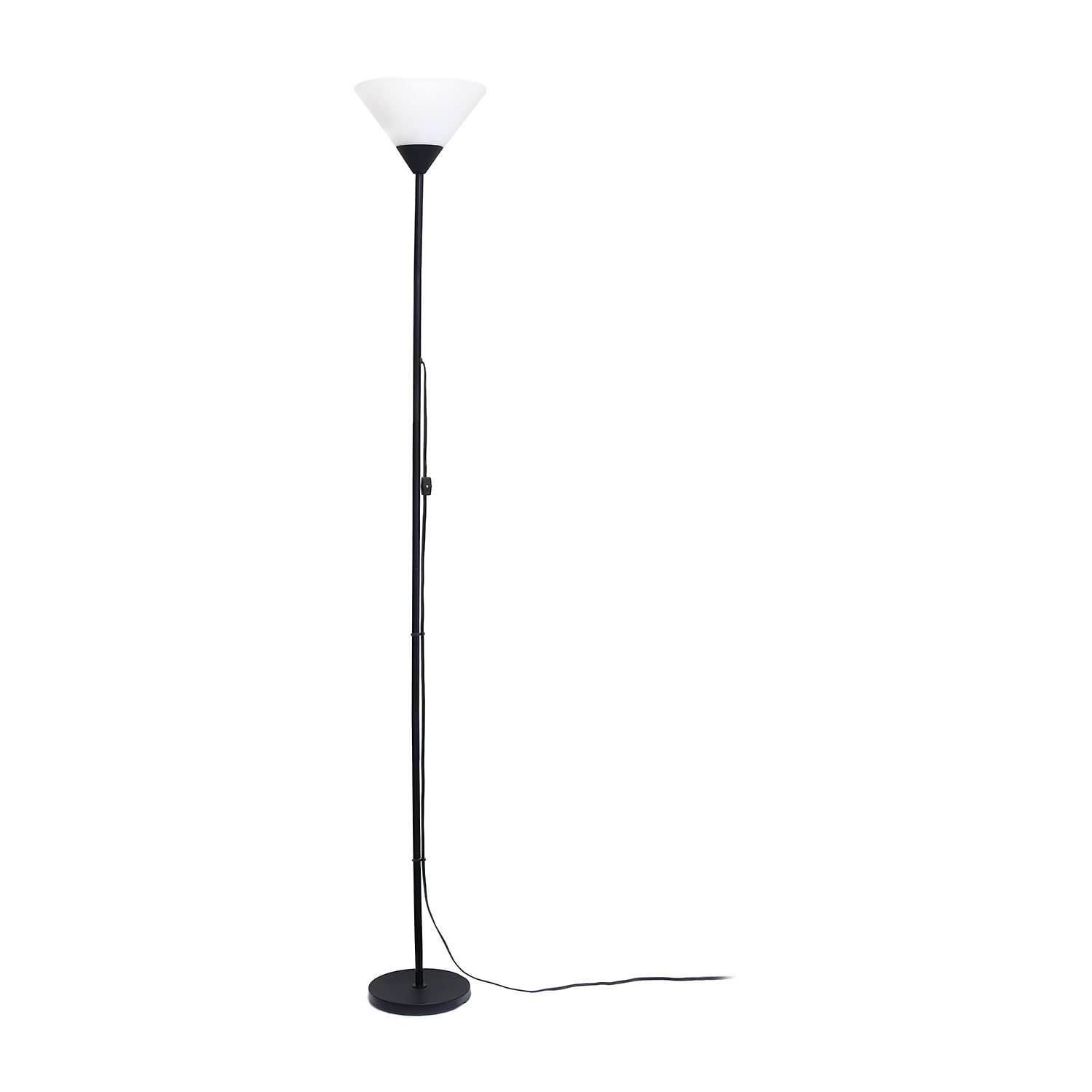 JAC Styles Klara 70" Torchiere In Onyx Black With White Shade Floor Lamp