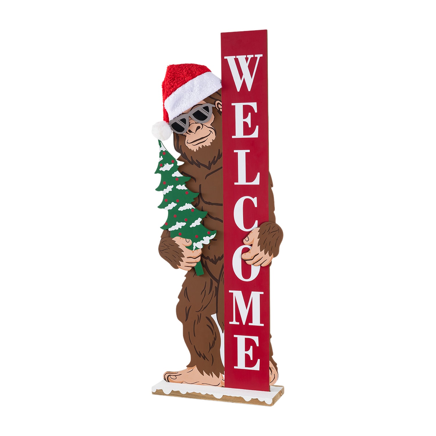 Glitzhome 37" Wooden Big Foot Christmas Porch Sign