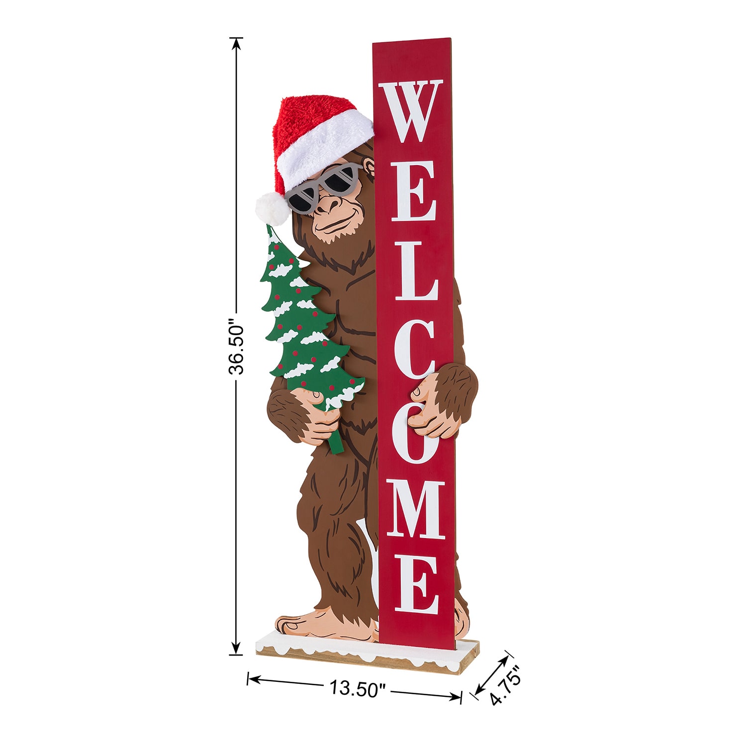Glitzhome 37" Wooden Big Foot Christmas Porch Sign