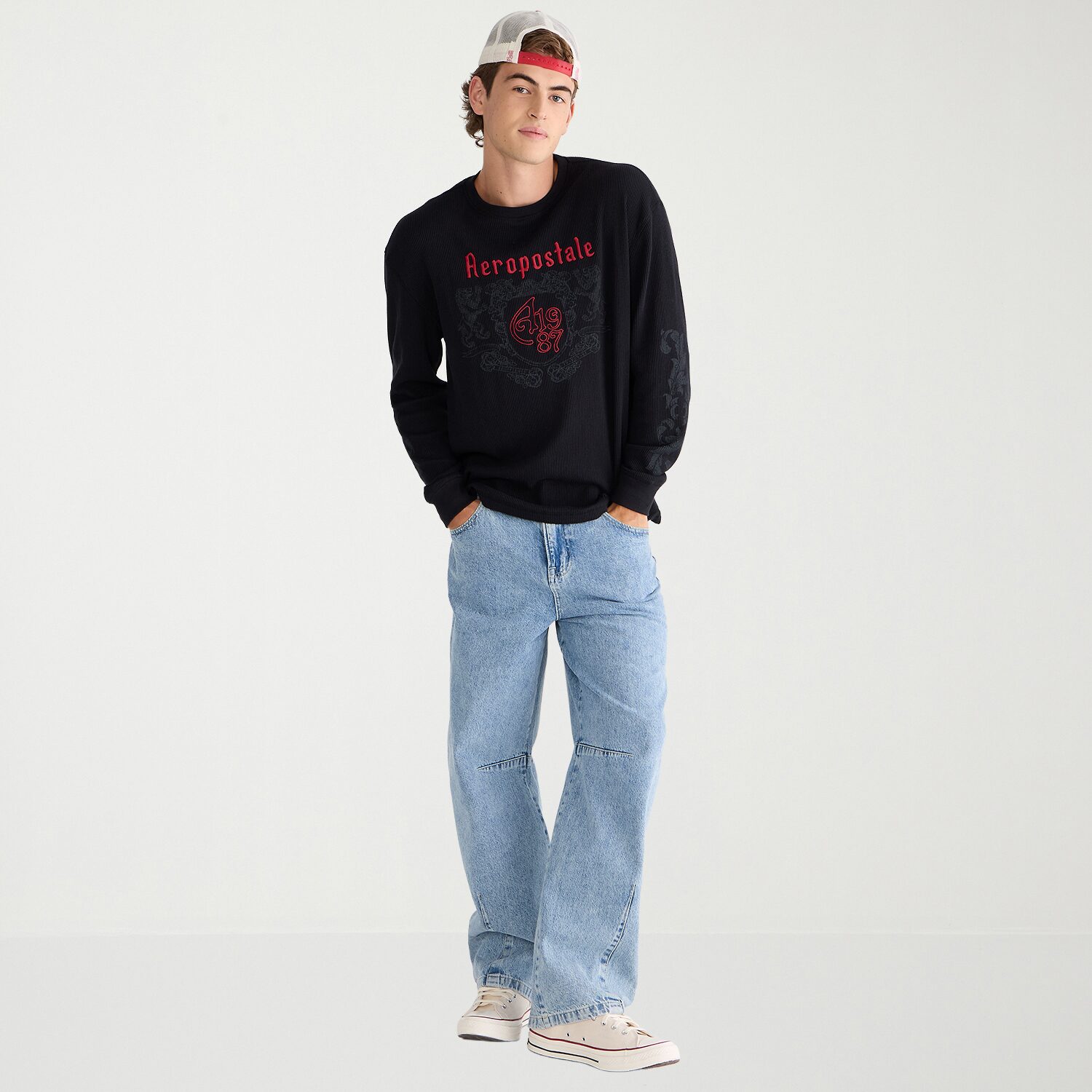 AEROPOSTALE Mens Crew Neck Long Sleeve Regular Fit Thermal Top