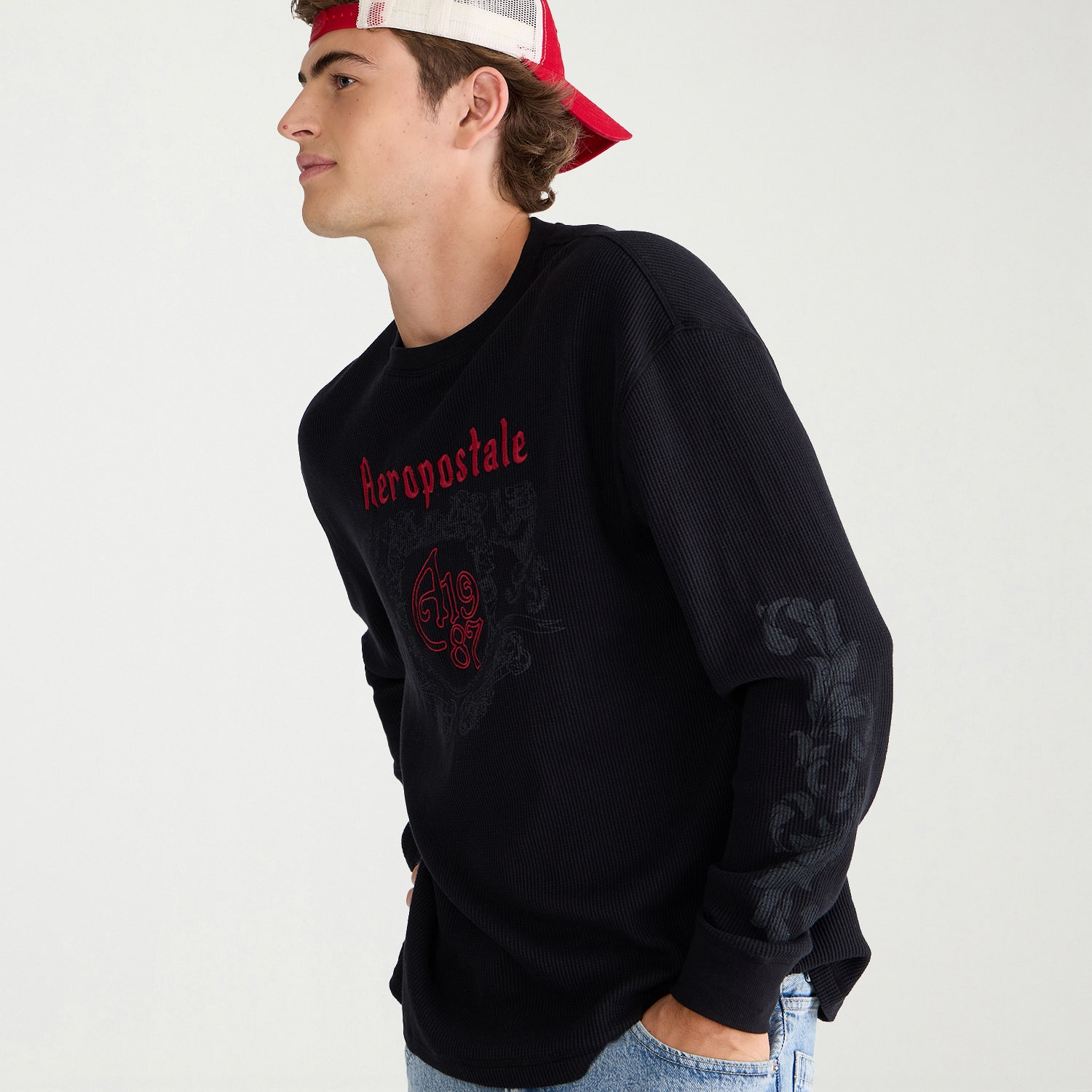 AEROPOSTALE Mens Crew Neck Long Sleeve Regular Fit Thermal Top