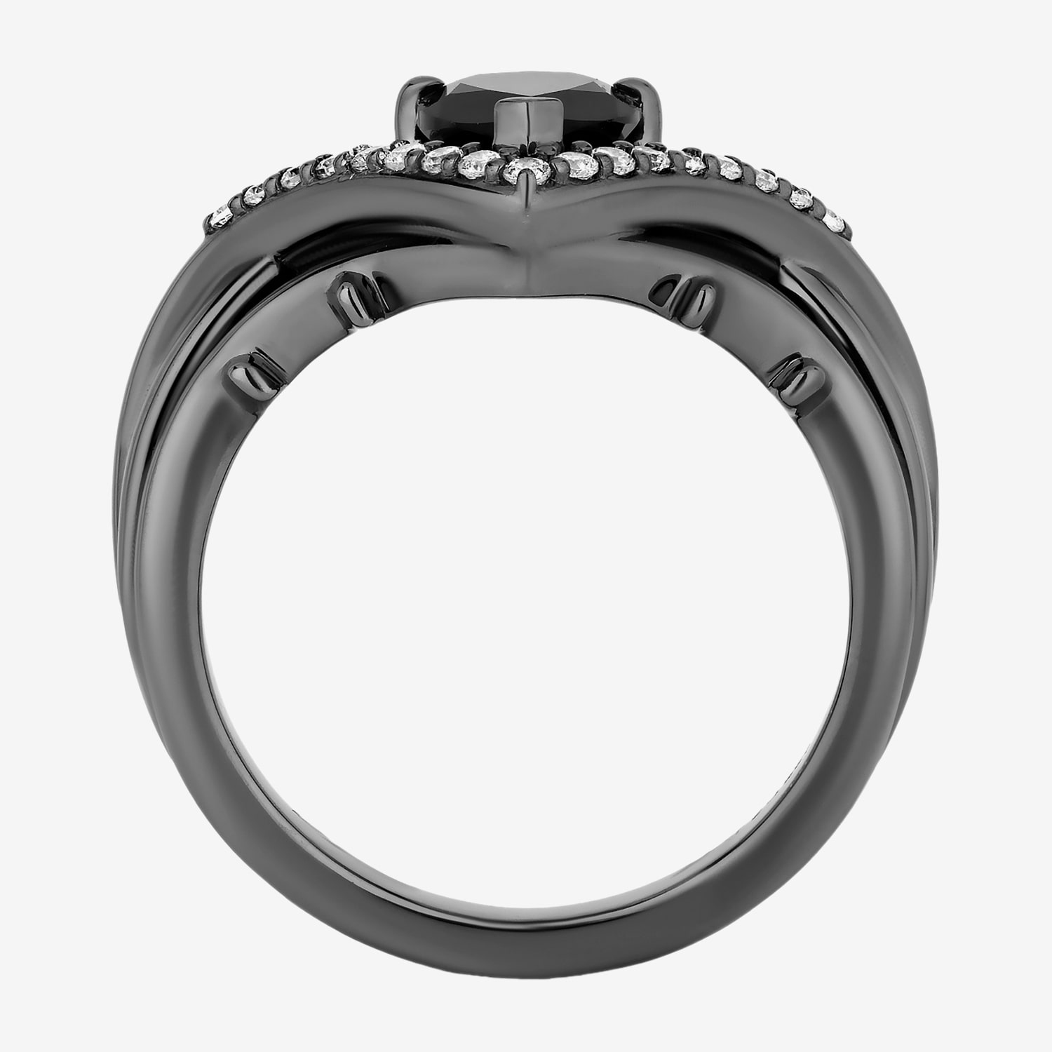 Enchanted Disney Fine Jewelry Maleficent(I, I2) Womens 1/6 CT. T.W. Genuine Black Onyx Sterling Silver Maleficent Cocktail Ring