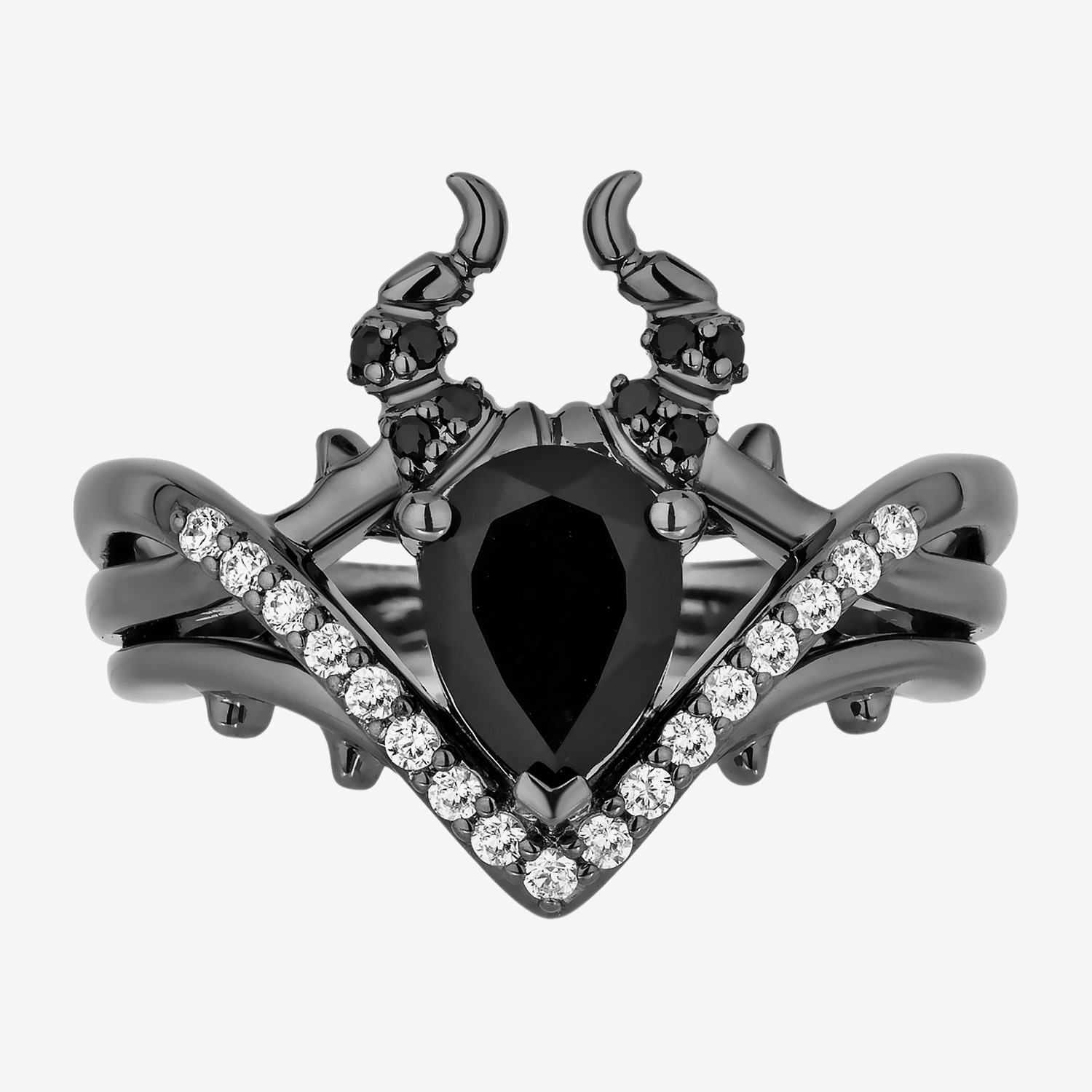Enchanted Disney Fine Jewelry Maleficent(I, I2) Womens 1/6 CT. T.W. Genuine Black Onyx Sterling Silver Maleficent Cocktail Ring