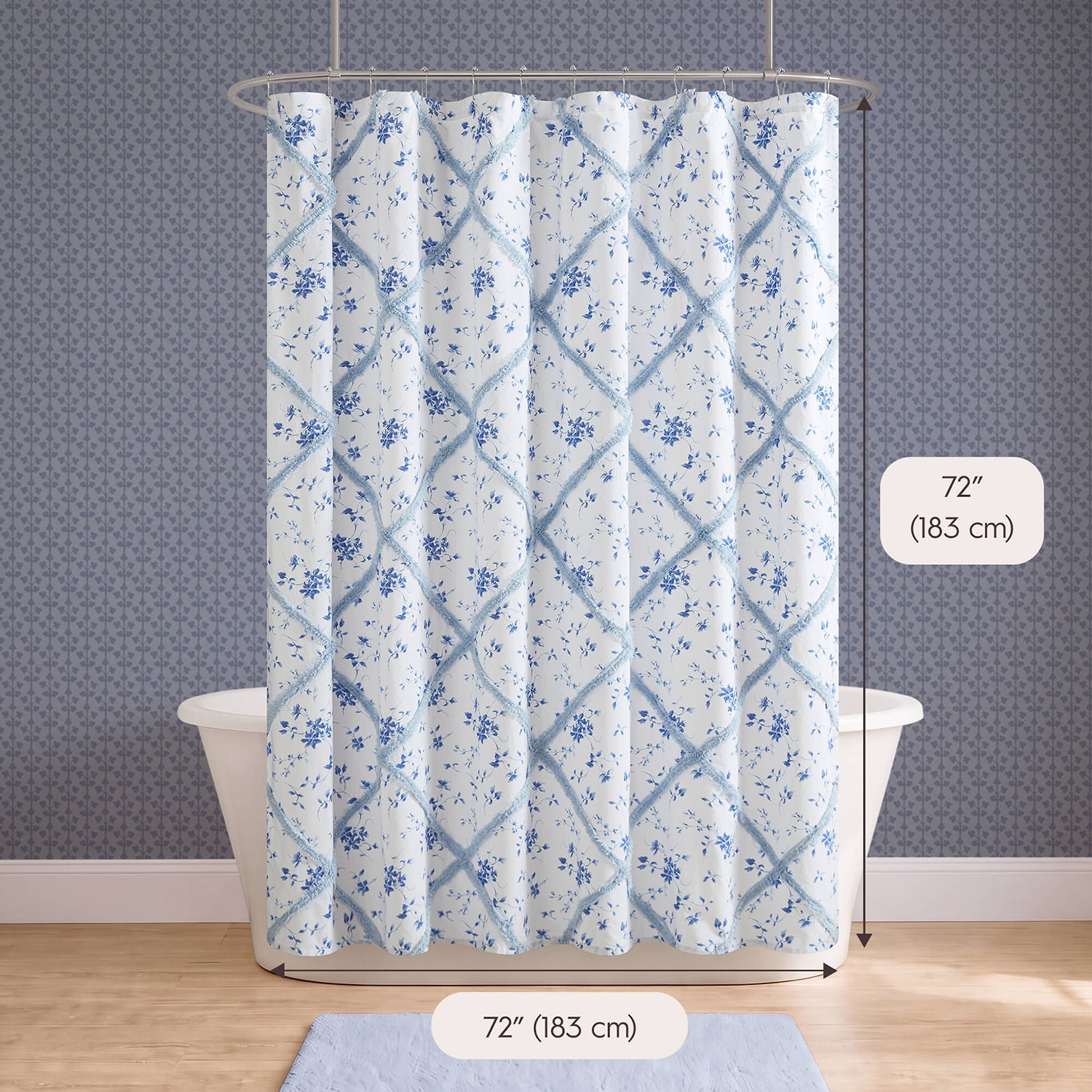 Laura Ashley Garden Muse Floral Tufted Shower Curtain