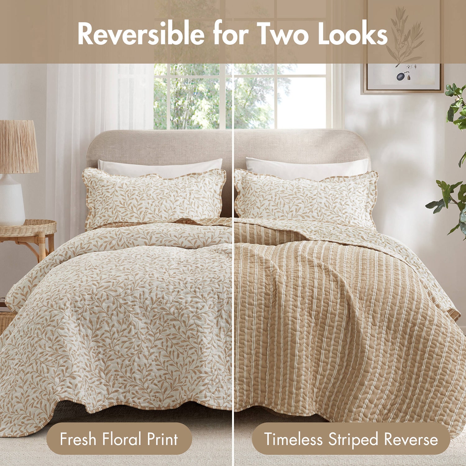 Madison Park Eamon Reversible Print Scalloped Edge 3-pc. Quilt Set