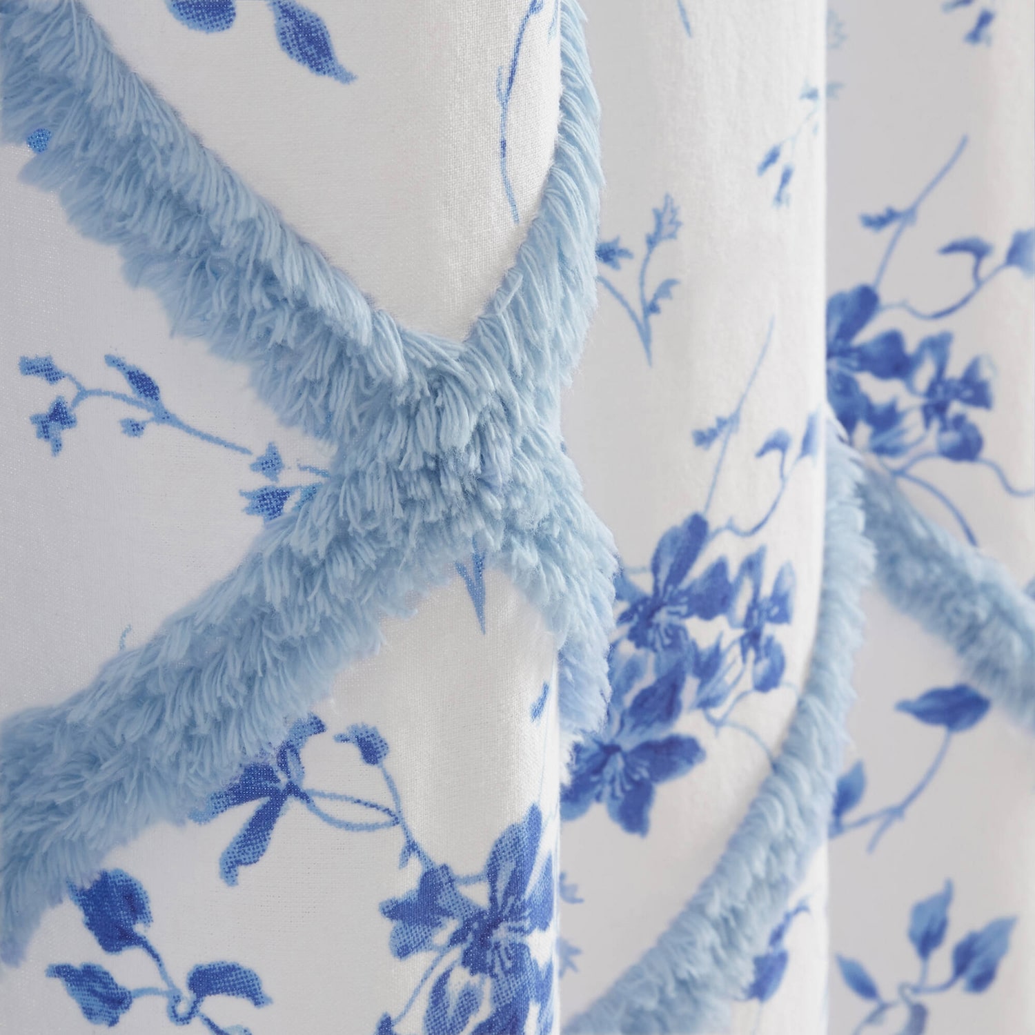 Laura Ashley Garden Muse Floral Tufted Shower Curtain