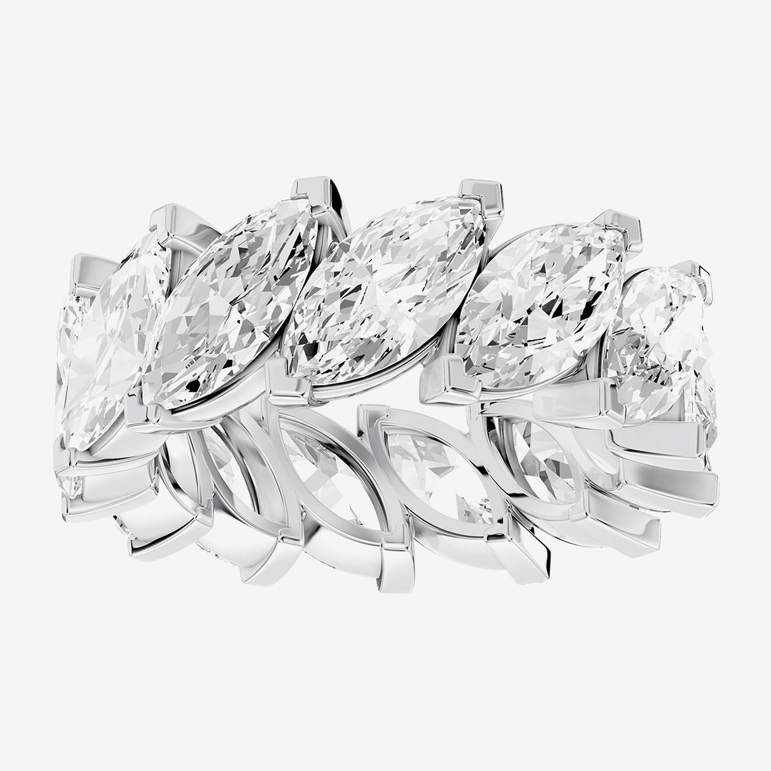 True Fit™ (F / Si2) Womens 7.5MM 8 Ct.T.W. Lab Grown White Diamond 10K Gold Marquise Eternity Wedding Band
