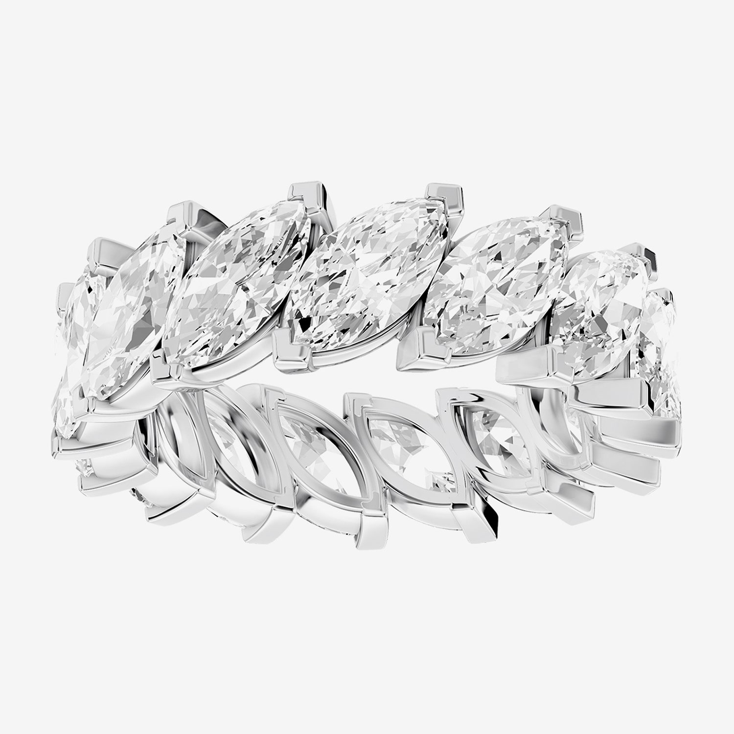 True Fit™ (F / Si2) Womens 6MM CT. T.W. Lab Grown White Diamond 10K Gold Marquise Eternity Wedding Band