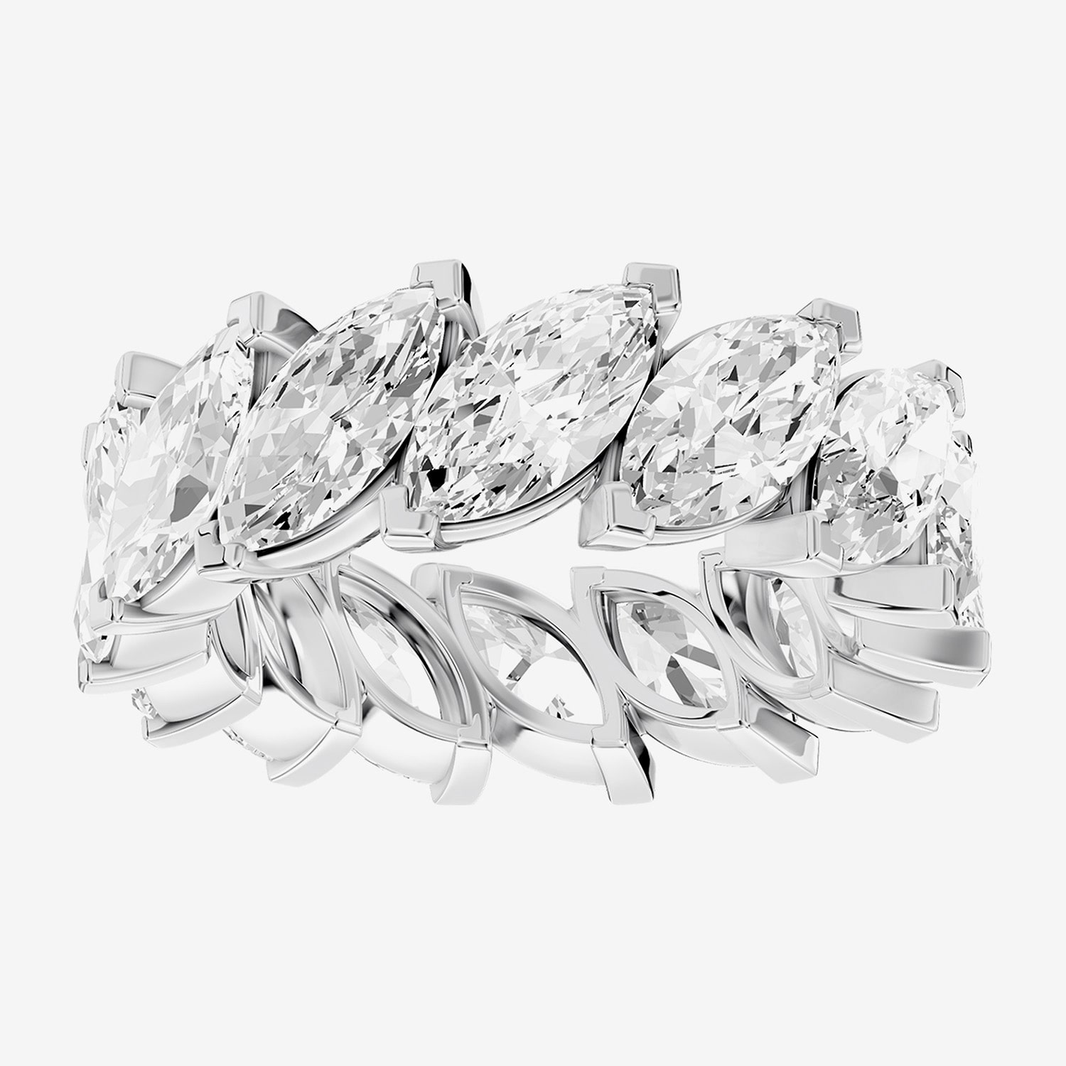 True Fit™ (F / Si2) Womens 7MM 7 Ct.T.W. Lab Grown White Diamond 10K Gold Marquise Eternity Wedding Band
