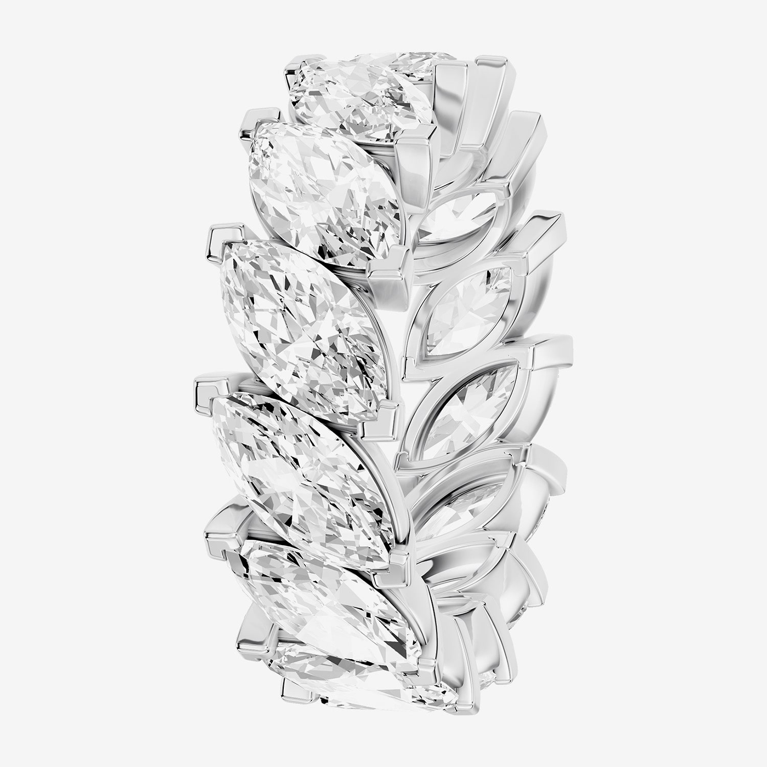 True Fit™ (F / Si2) Womens 7MM 7 Ct.T.W. Lab Grown White Diamond 10K Gold Marquise Eternity Wedding Band