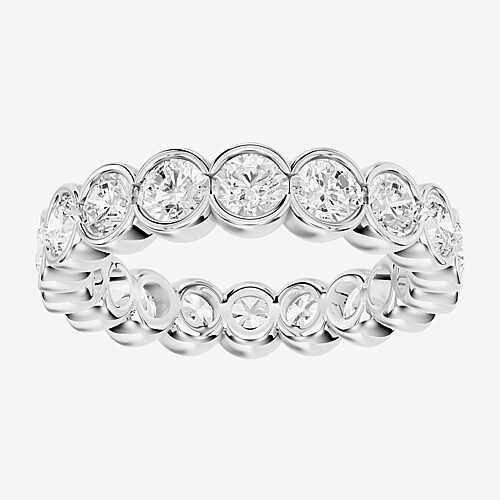 True Fit (F / Si2) Womens 4.5MM 3 CT. T.W. Lab Grown White Diamond 10K Gold Round Eternity Wedding Band, 8, White