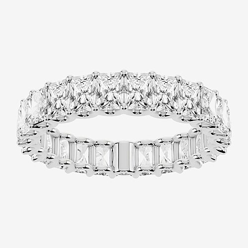 True Fit (F / Si2) Womens 3.5MM 3 CT. T.W. Lab Grown White Diamond 10K Gold Rectangular Eternity Wedding Band, 8, White