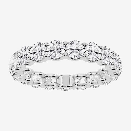 True Fit (F / Si2) Womens 3MM 3 CT. T.W. Lab Grown White Diamond 10K Gold Round Eternity Wedding Band, 8, White