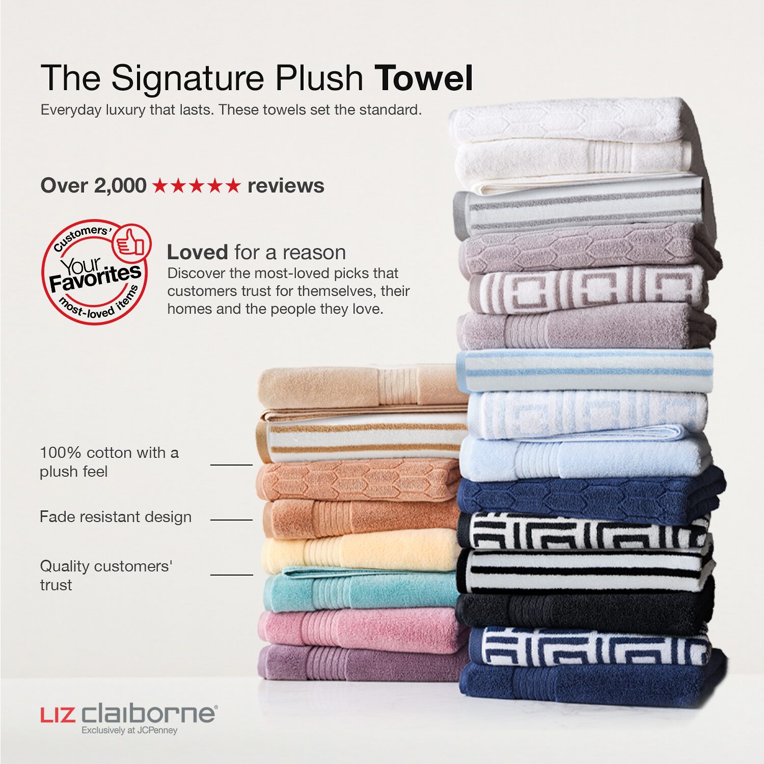 Liz Claiborne Signature Sprigs Plush Bath Towel