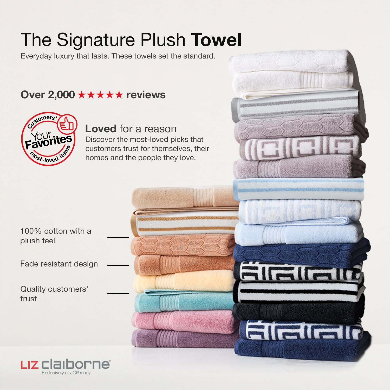 Liz Claiborne Signature Plush Logo 6-pc. Bath Towel Set