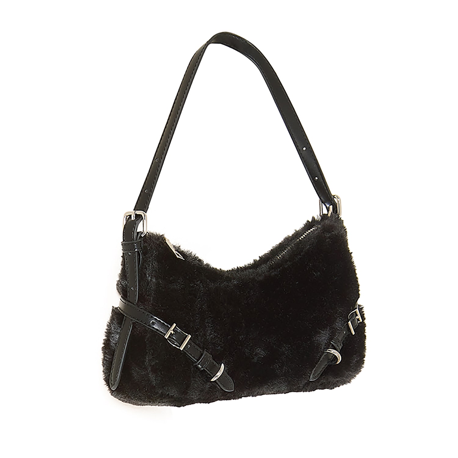 Jingle Ball Faux Fur Buckle Shoulder Bag
