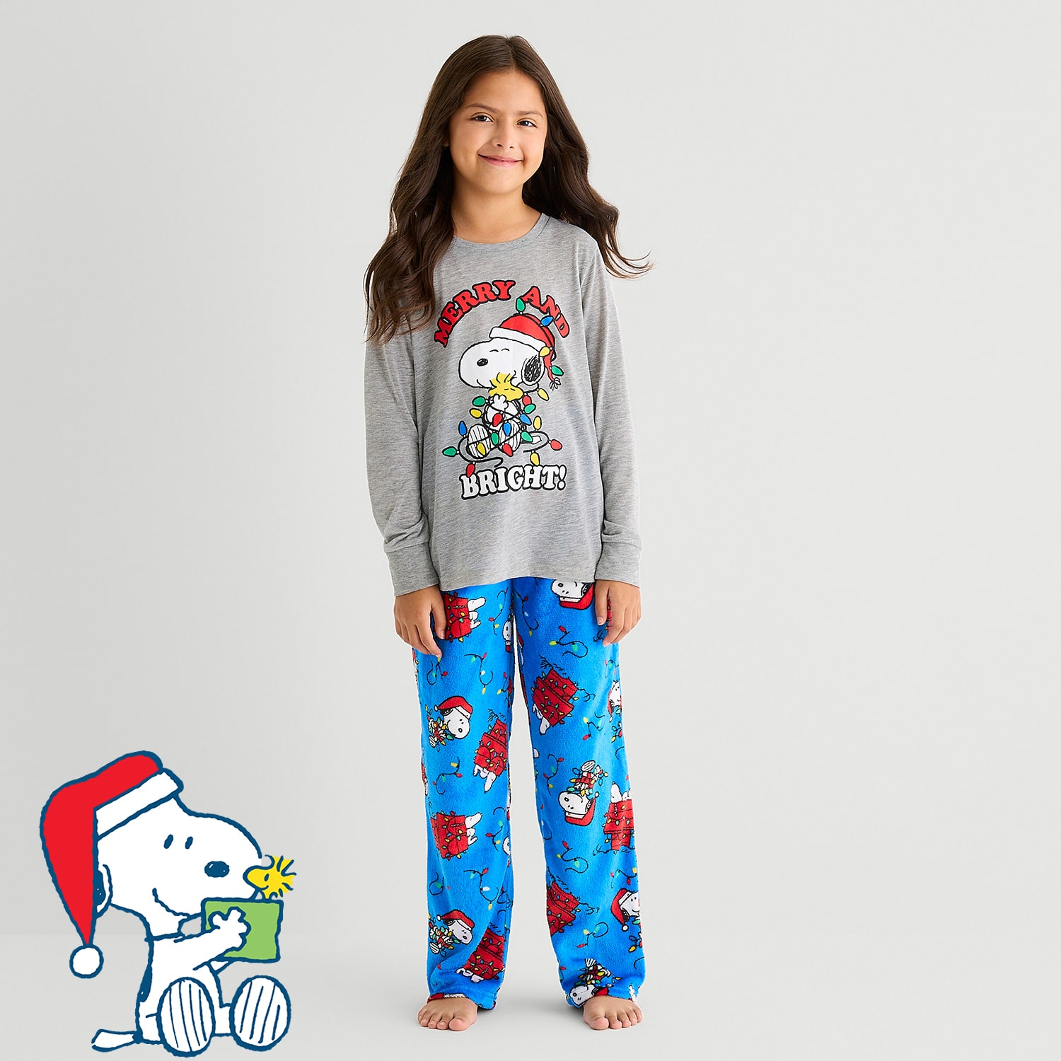 Unisex Peanuts Snoopy Long Sleeve 2-pc. Matching Family Pajama Set
