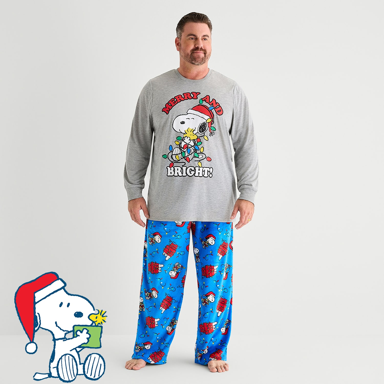 Mens Peanuts Snoopy Long Sleeve 2-pc. Matching Family Pajama Set