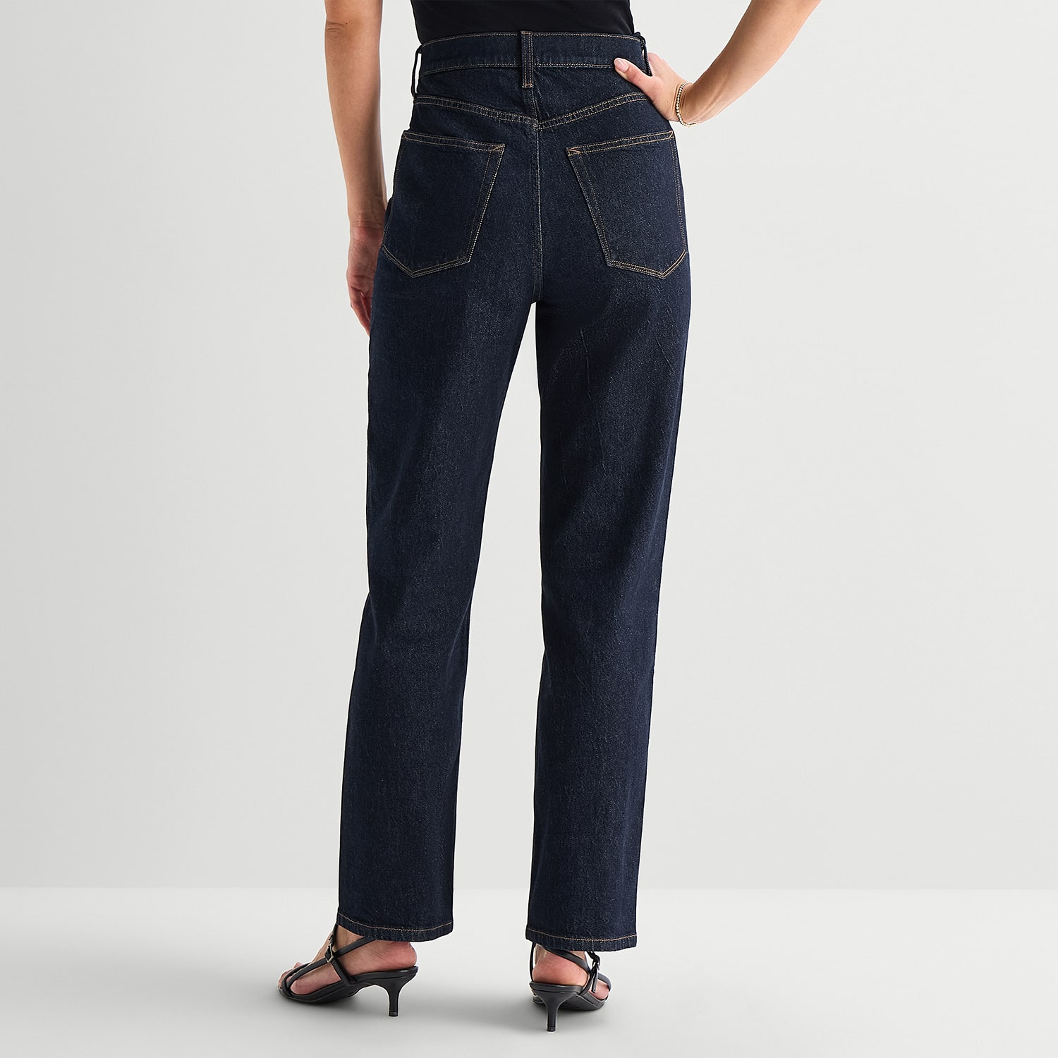 A.N.A Embellished Womens Tall Highest Rise Straight Leg Jean