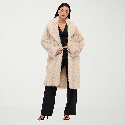 Forever 21 Na Womens Faux Fur Coat, Large, White