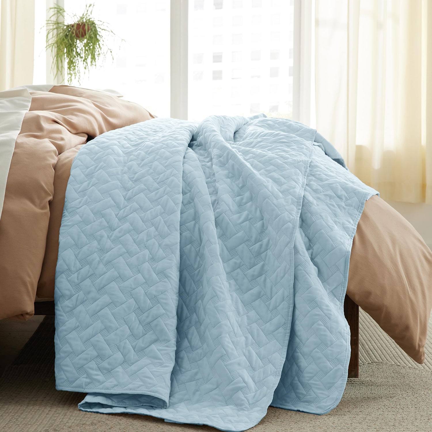Bedsure® Quilt Set Solid-Basket Weave 3-pc.