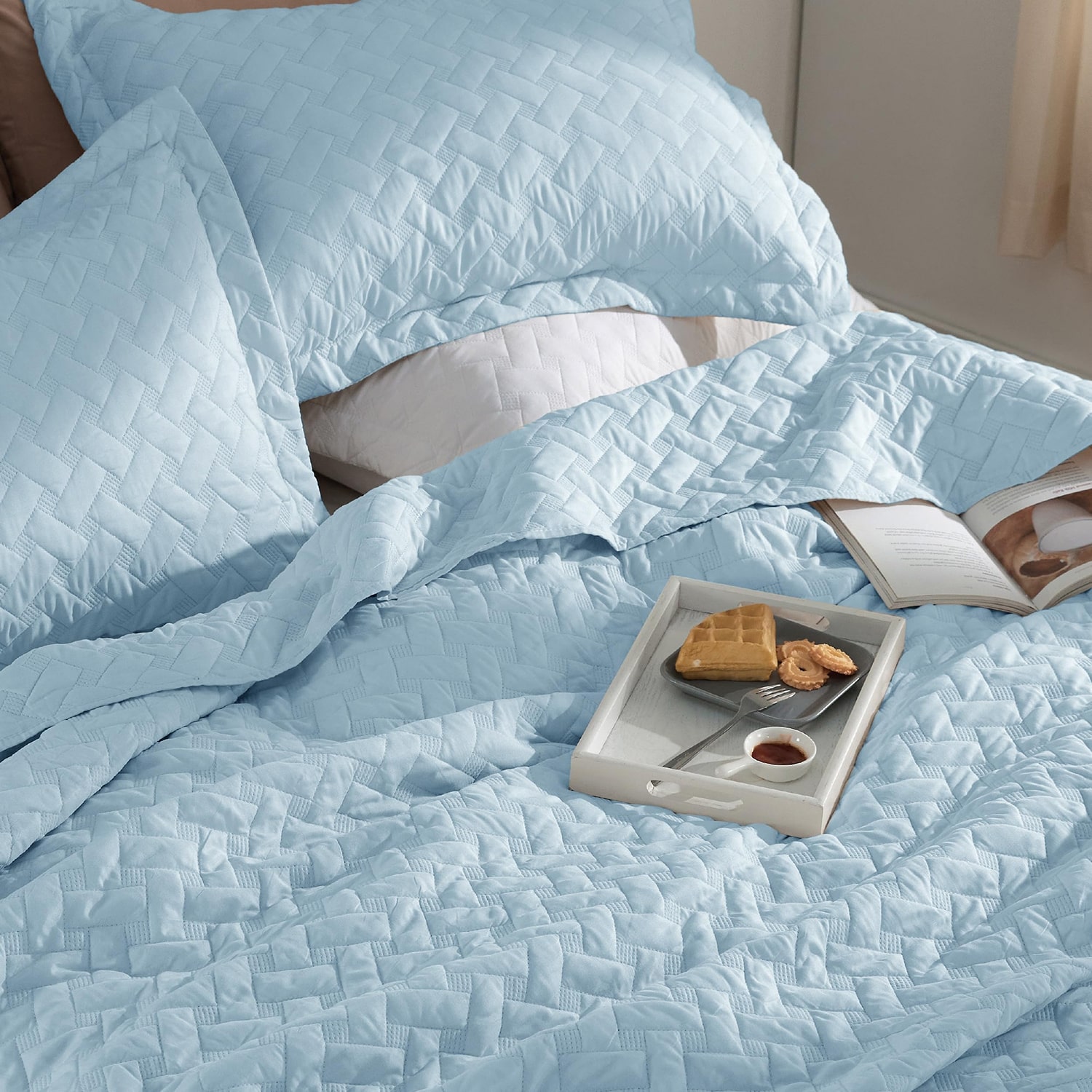 Bedsure® Quilt Set Solid-Basket Weave 3-pc.
