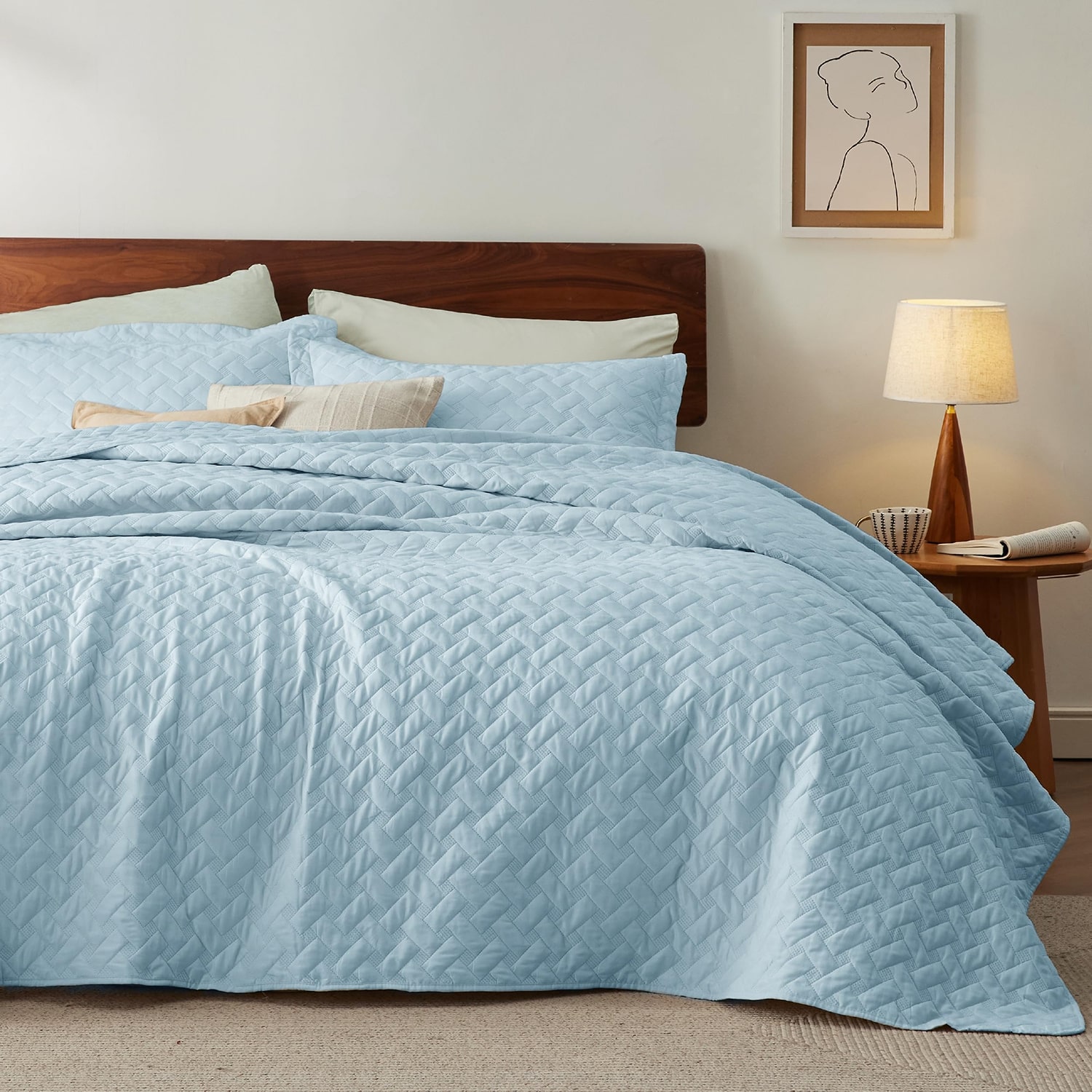 Bedsure® Quilt Set Solid-Basket Weave 3-pc.