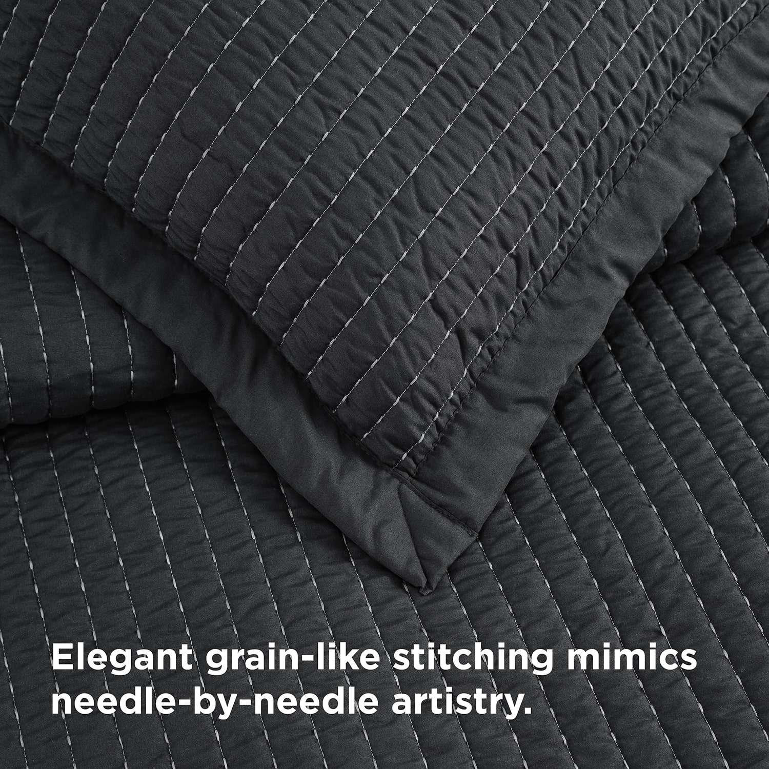 Bedsure® Solid Color Embroidery 3-pc. Quilt Set