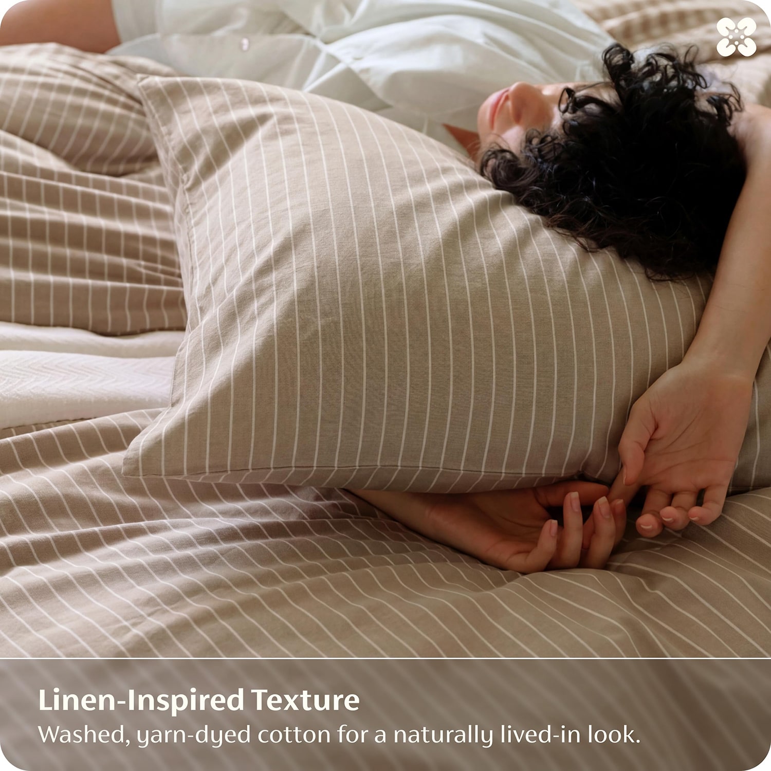 Bedsure® 100% Cotton-Y/D Stripe 3-pc. Duvet Cover Set