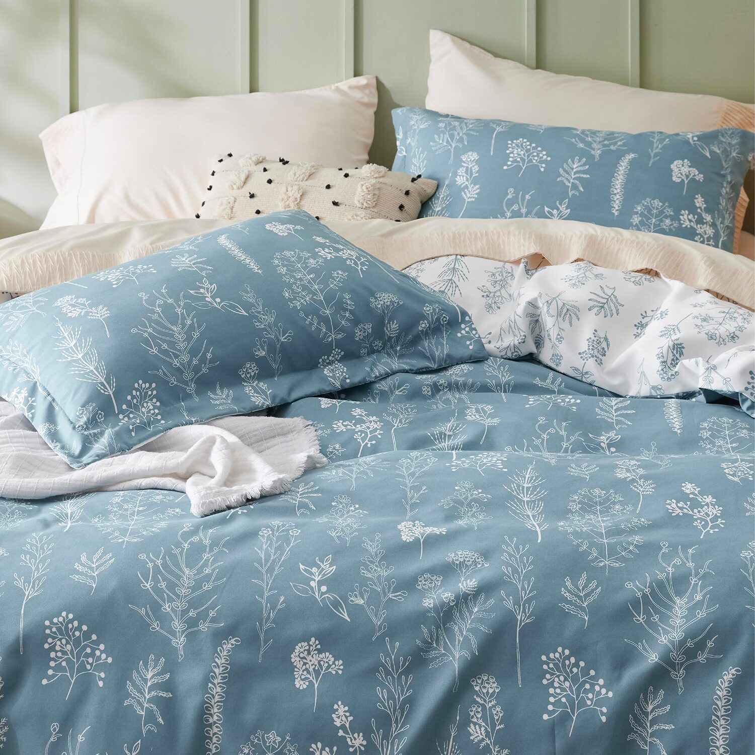 Bedsure® Fresh Leaf Printed 3-pc. Duvet Cover Set