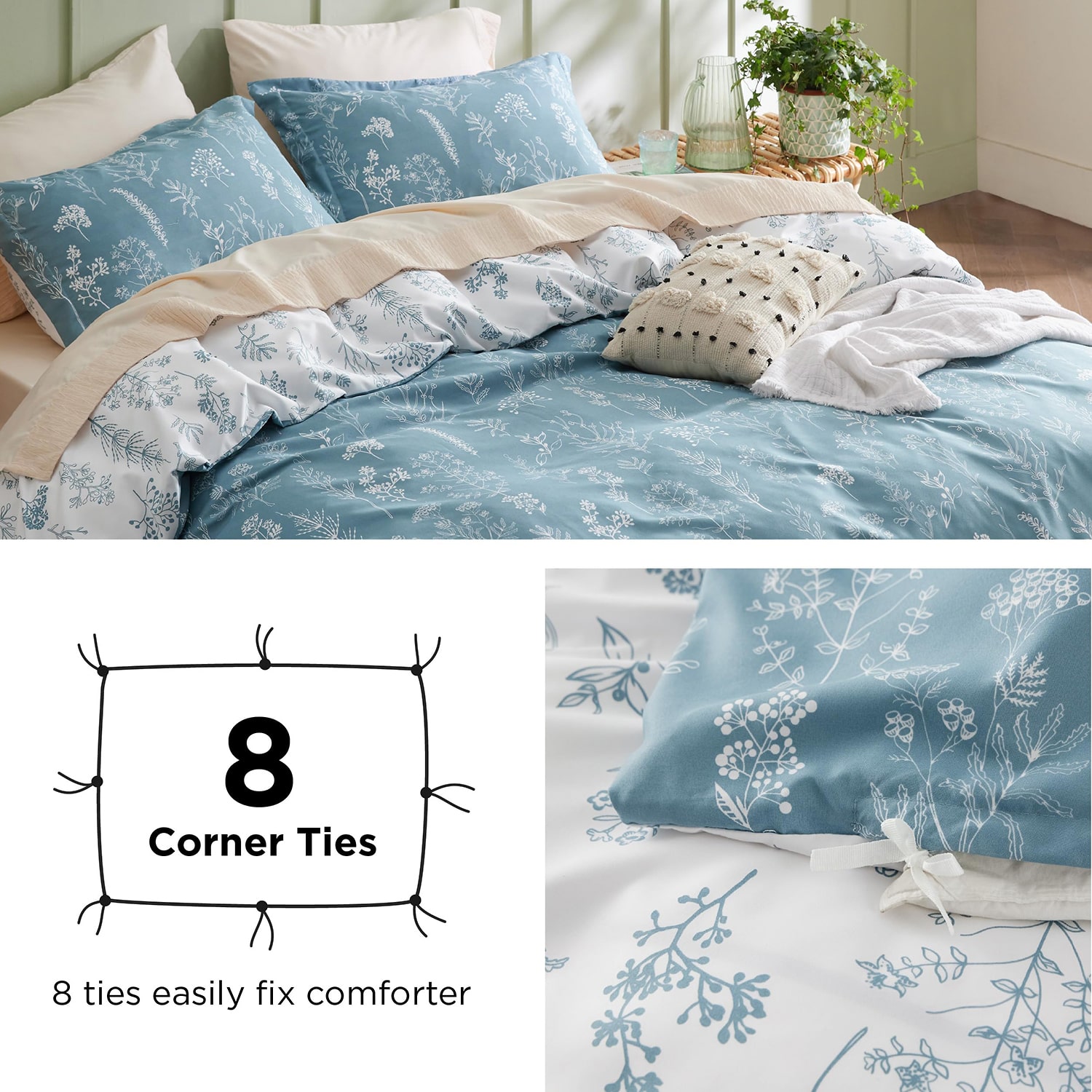 Bedsure® Fresh Leaf Printed 3-pc. Duvet Cover Set