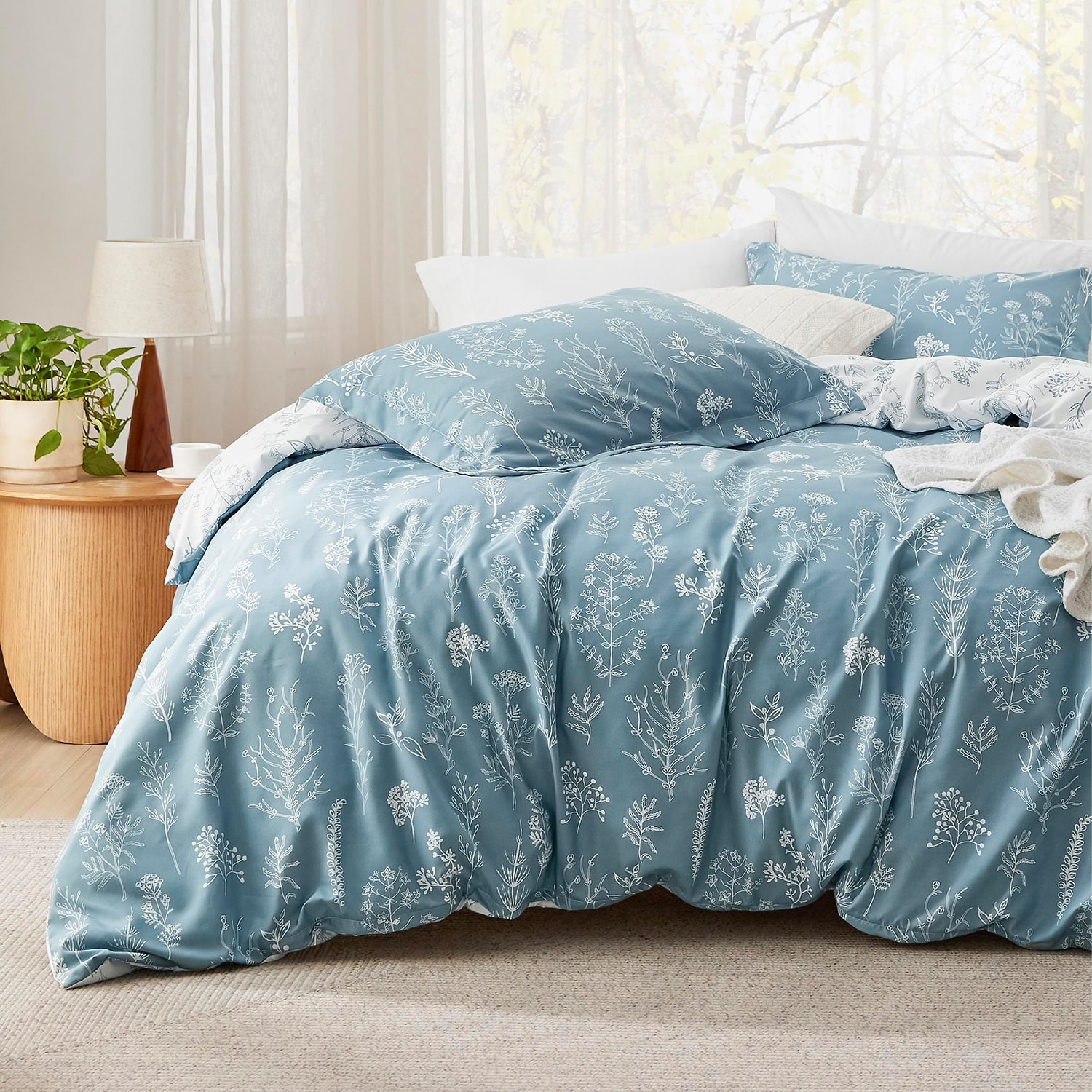 Bedsure® Fresh Leaf Printed 3-pc. Duvet Cover Set