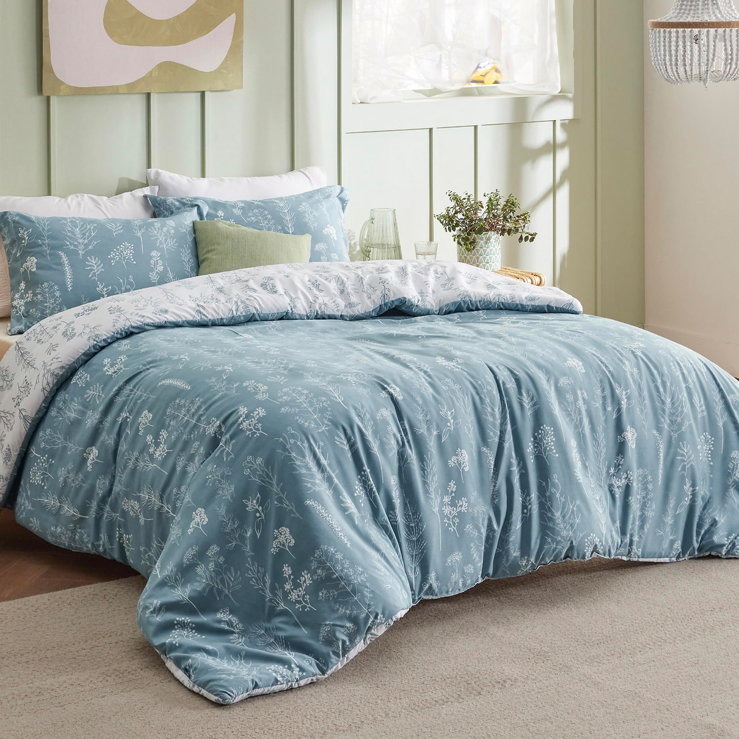 Bedsure® Fresh Leaf Printed 3-pc. Duvet Cover Set