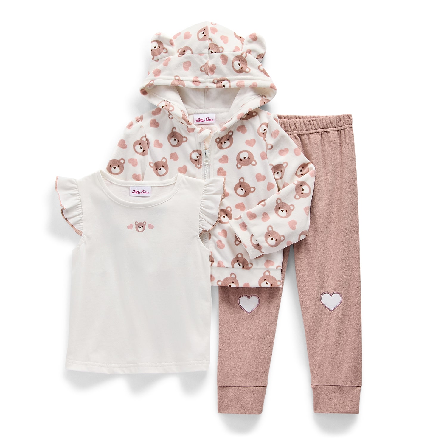 Little Lass Baby Girls Knit 3-pc. Pant Set, Color: Egret Fawn - JCPenney