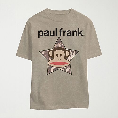 Mad Engine Paul Frank Boyfriend Tee Womens Juniors Crew Neck Short Sleeve Regular Fit Graphic T-shirt In Brown