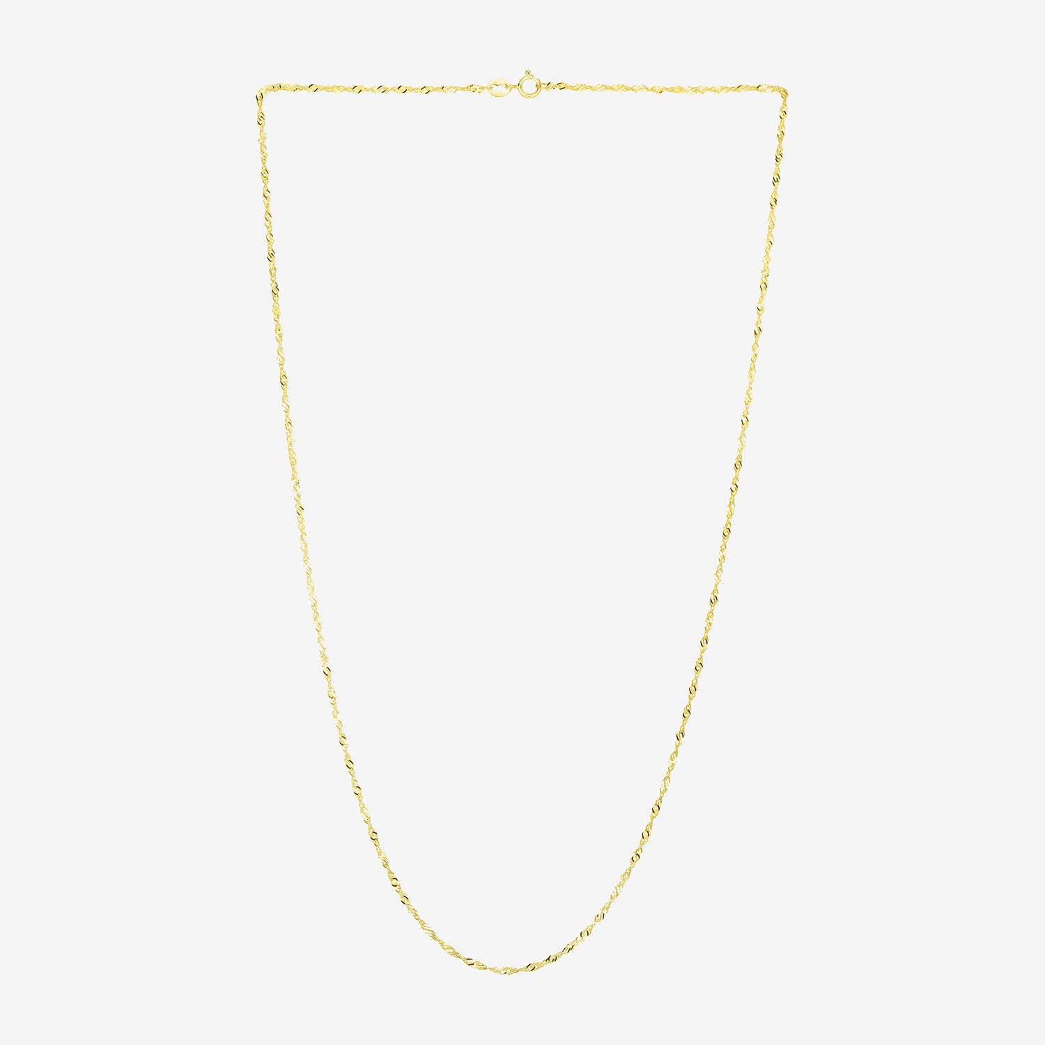 Womens 14K Gold 20 Inch Singapore Chain Necklace