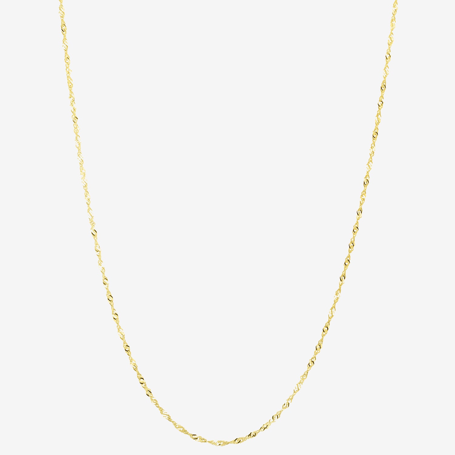 Womens 14K Gold 20 Inch Singapore Chain Necklace