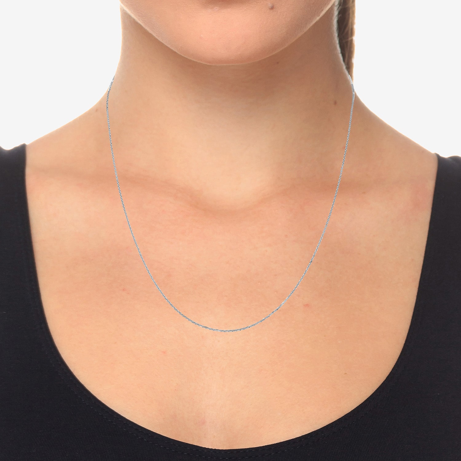 Womens 14K Gold 22 Inch Cable Chain Necklace