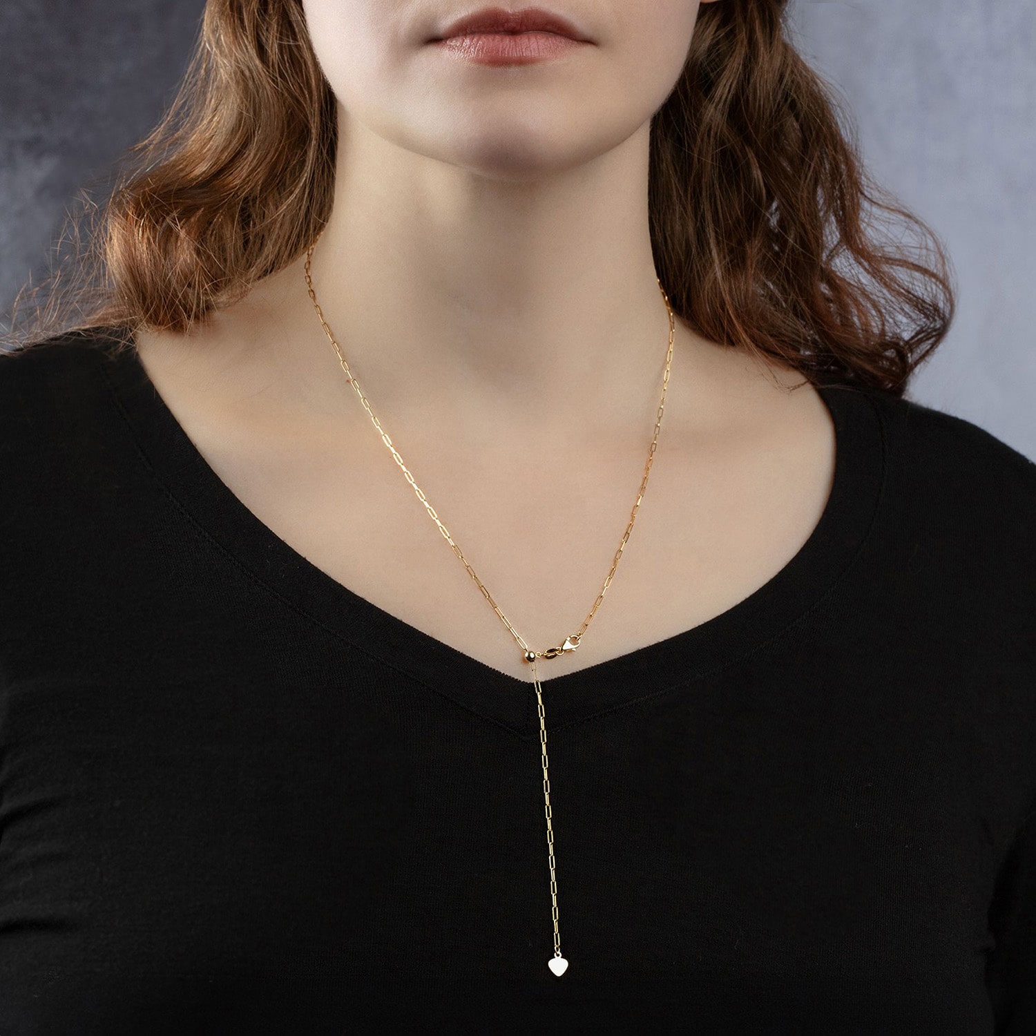 Womens 14K Gold 22 Inch Paperclip Chain Necklace