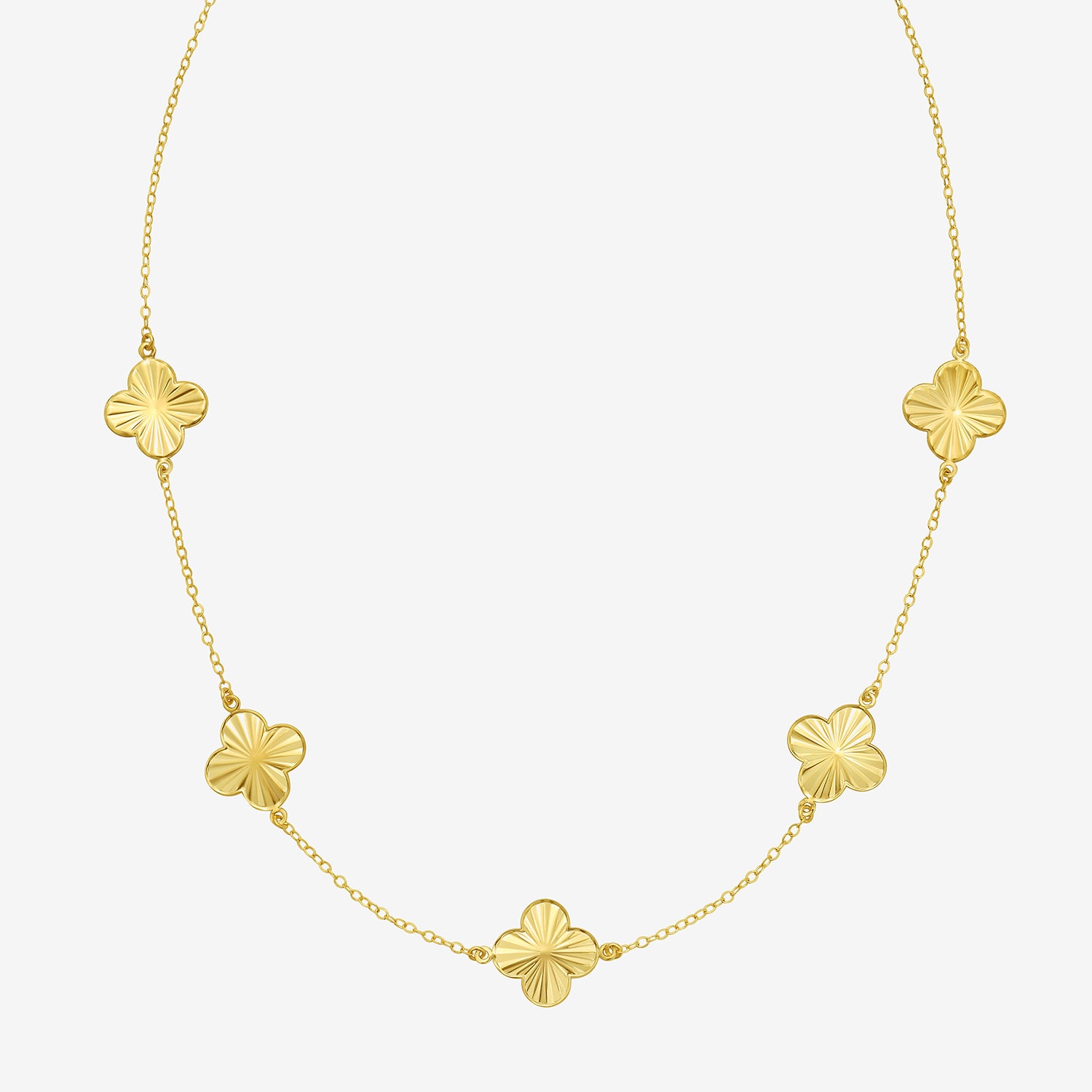 Womens 14K Gold 7.25 Inch Semisolid Cable Flower Chain Bracelet