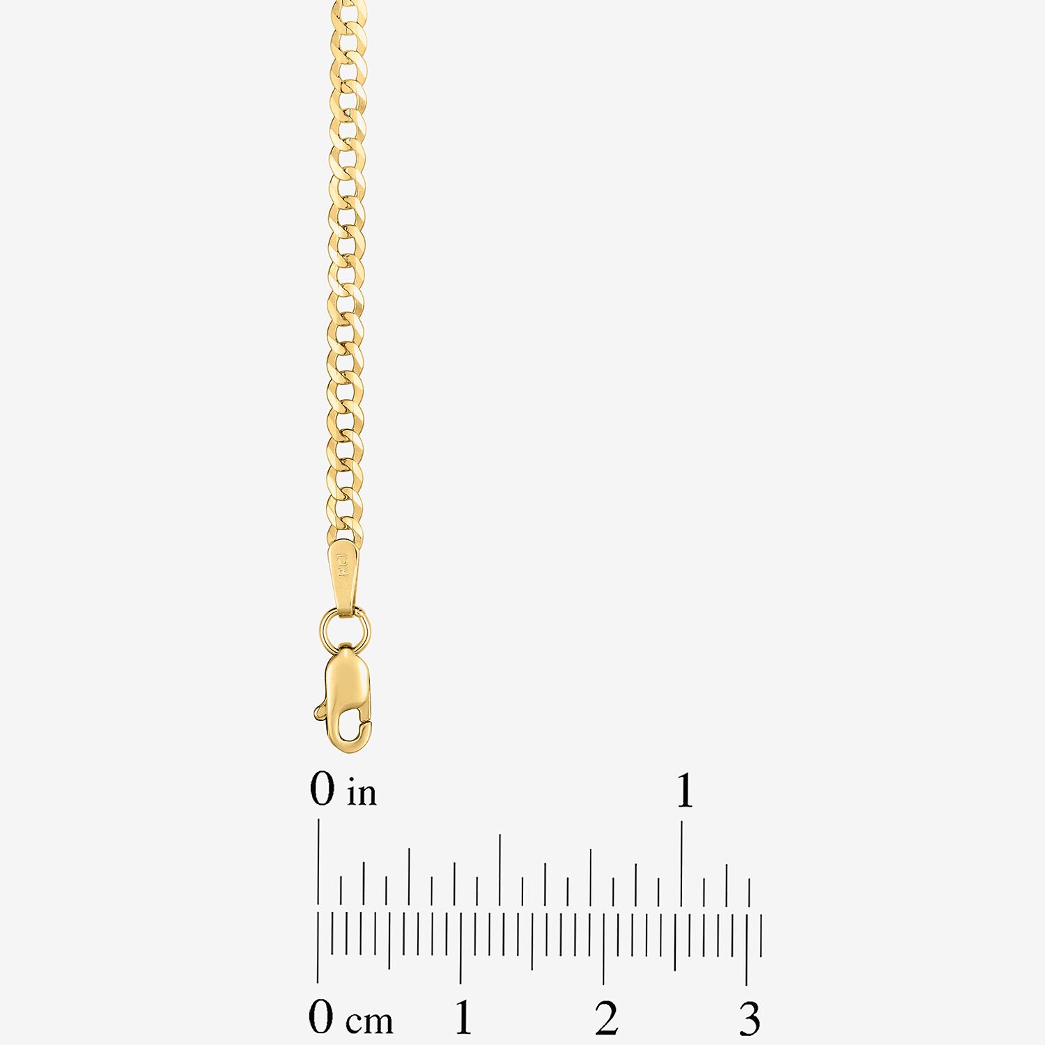 Womens 14K Gold 10 Inch Solid Curb Ankle Bracelet