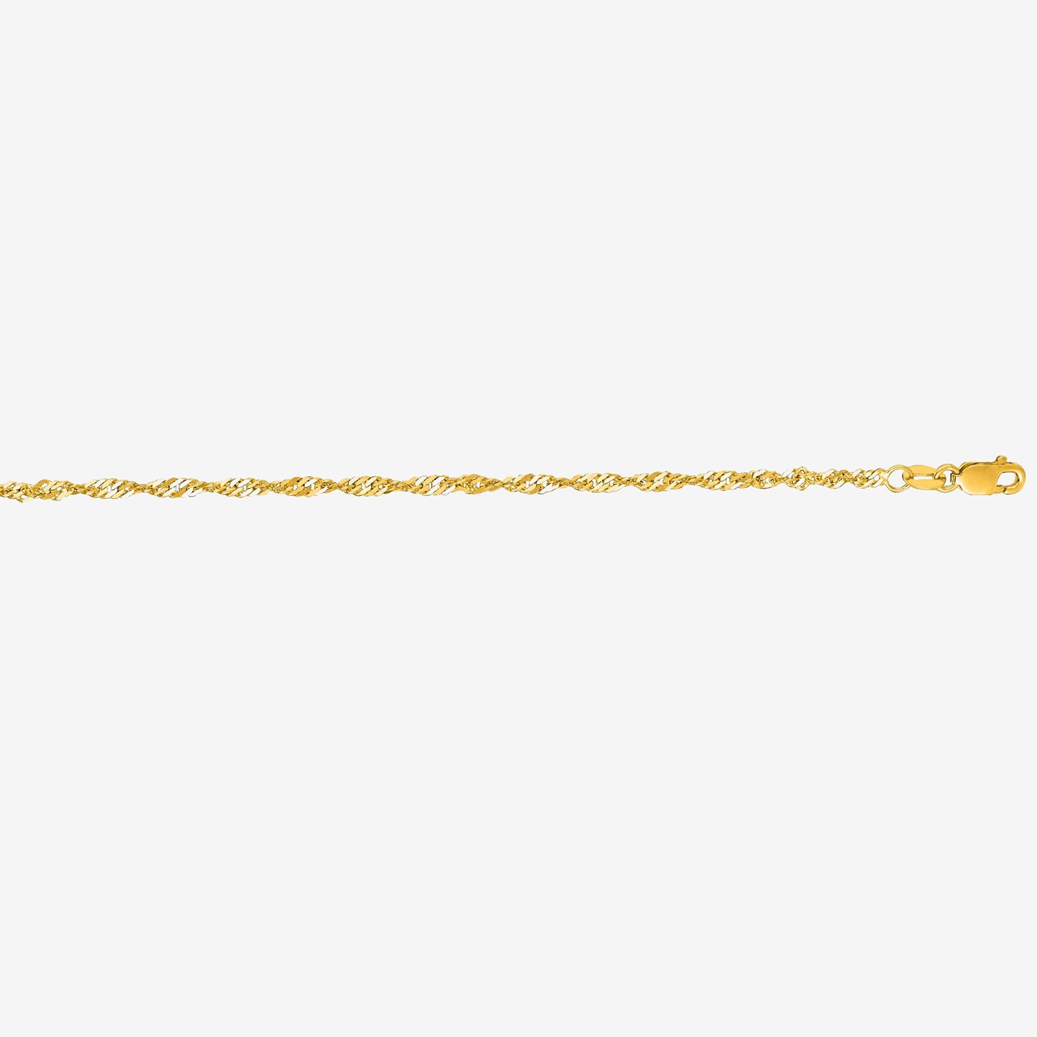 Womens 14K Gold 10 Inch Semisolid Singapore Ankle Bracelet