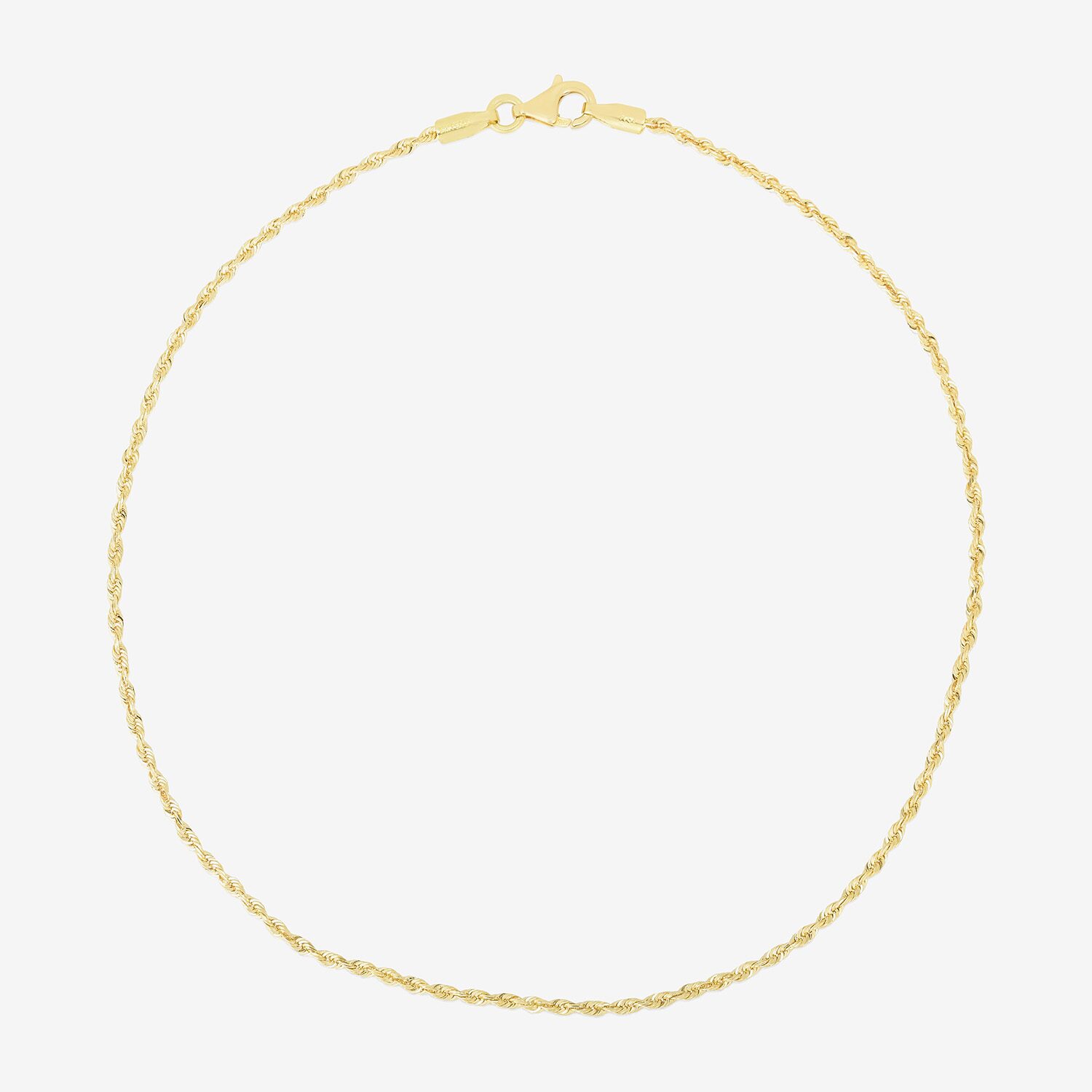 Womens 14K Gold 10 Inch Solid Rope Ankle Bracelet