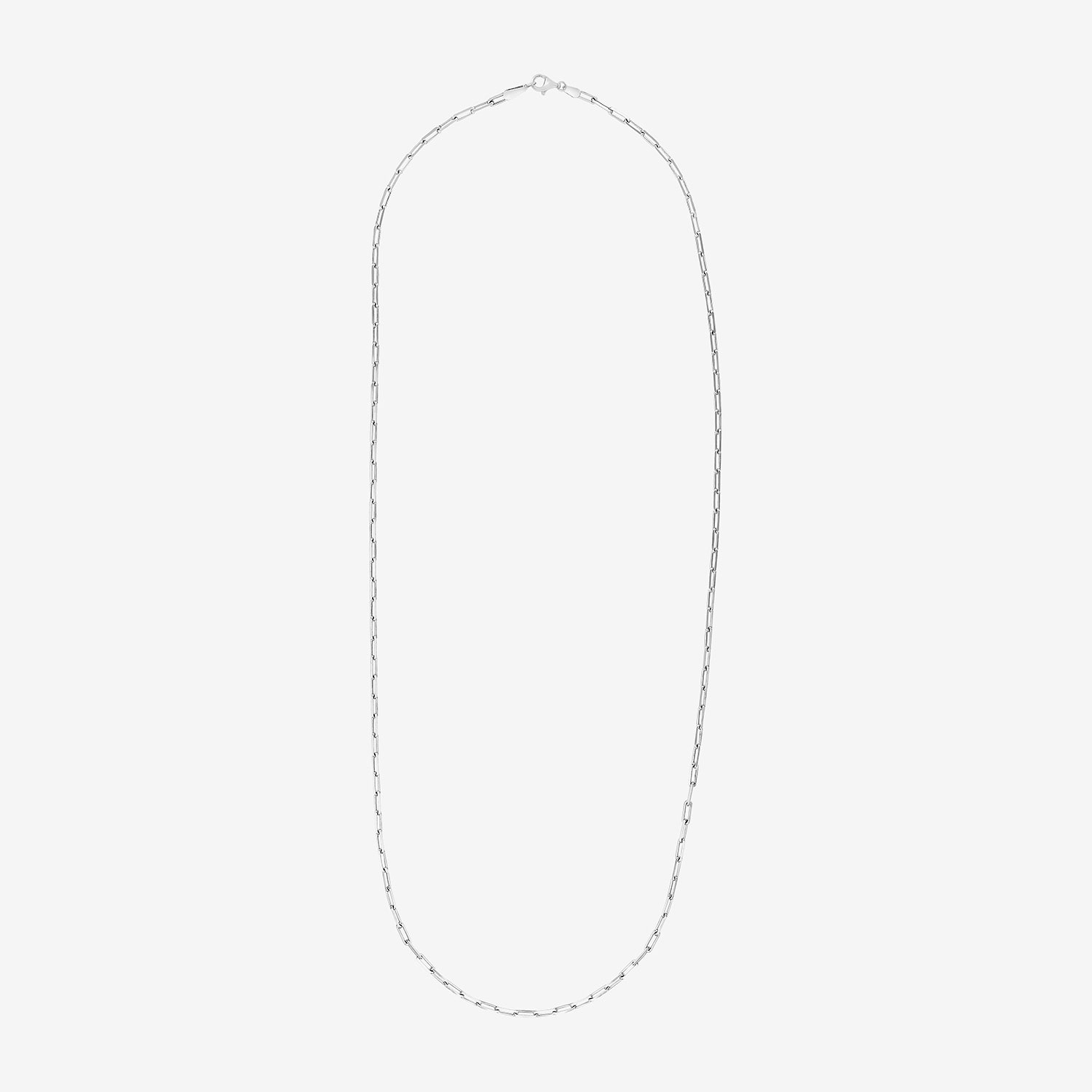 Unisex Adult Sterling Silver Inch Paperclip Chain Necklace