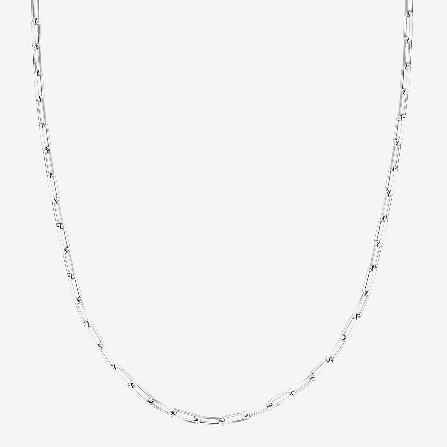 Unisex Adult Sterling Silver Inch Paperclip Chain Necklace