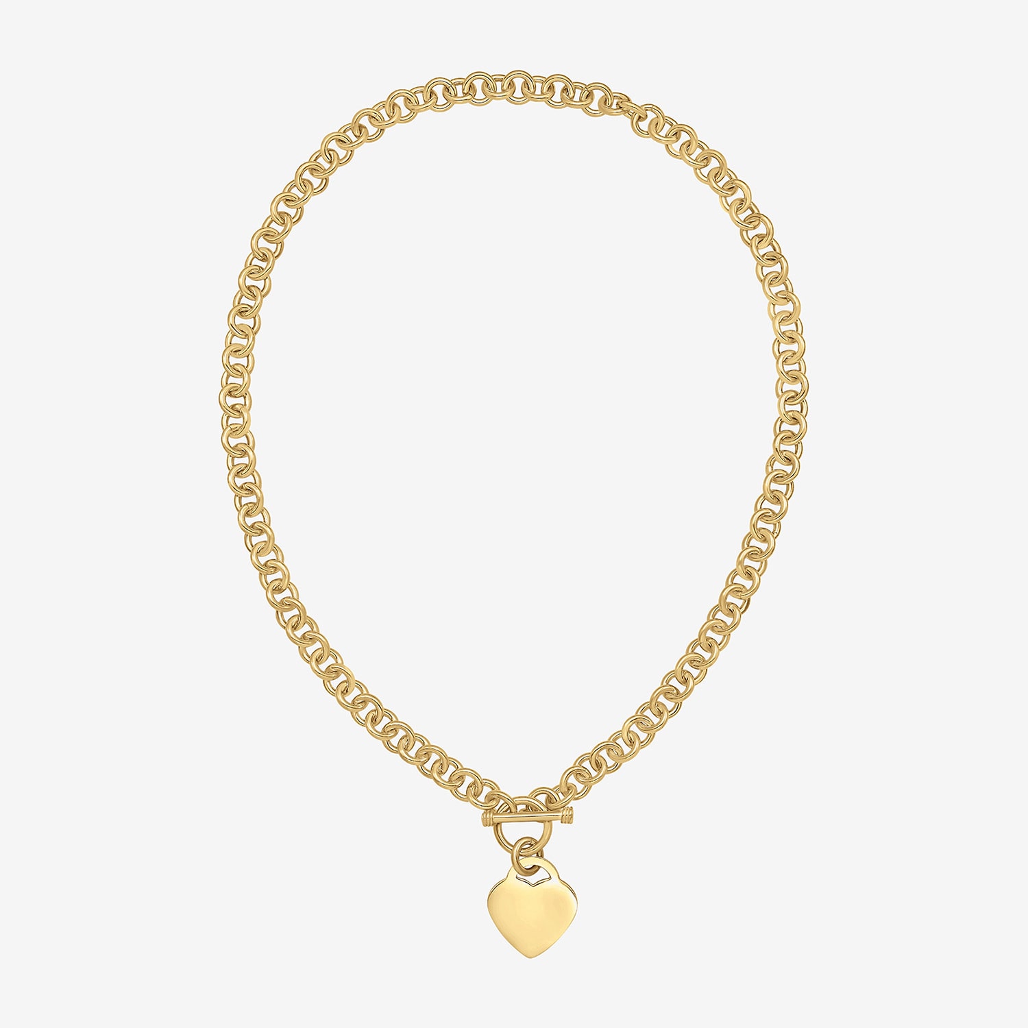 Unisex Adult 14K Gold Over Silver Heart 18 Inch Pendant Necklace